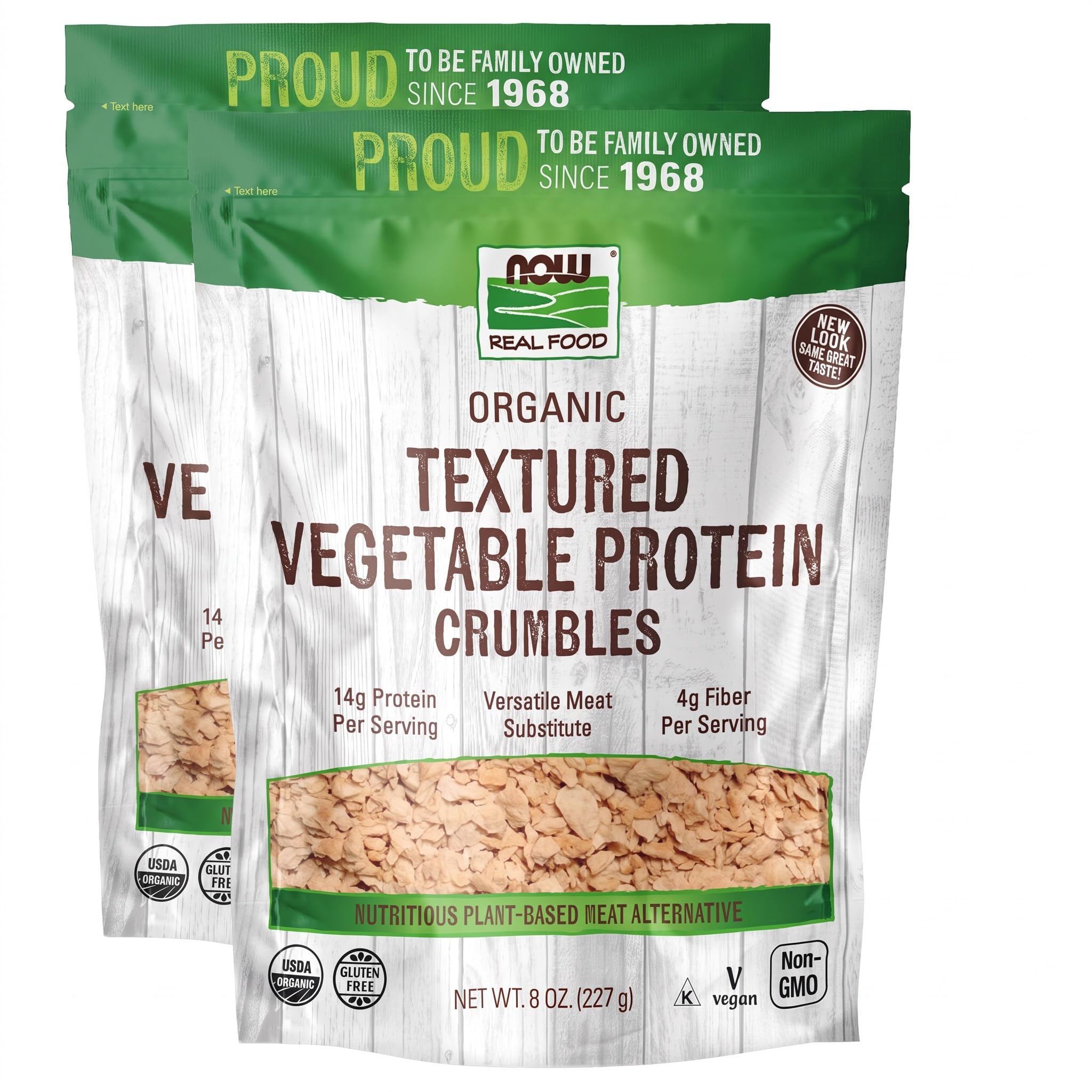 NOW Foods, Organic Textured Soy Protein Granules, Non-GMO, Versatile, Vegetable-Sourced Protein, 8-Ounce (Packaging May Vary) (Pack of 2)