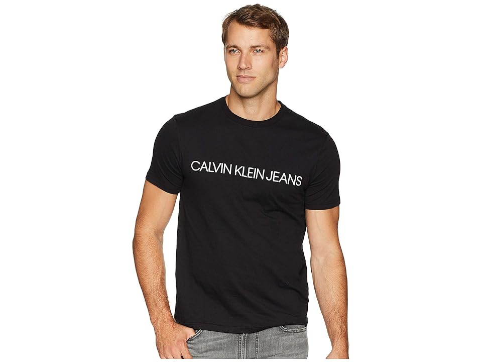 

Calvin Klein Jeans Short Sleeve Klein Font Logo Tee (Black) Men's T Shirt