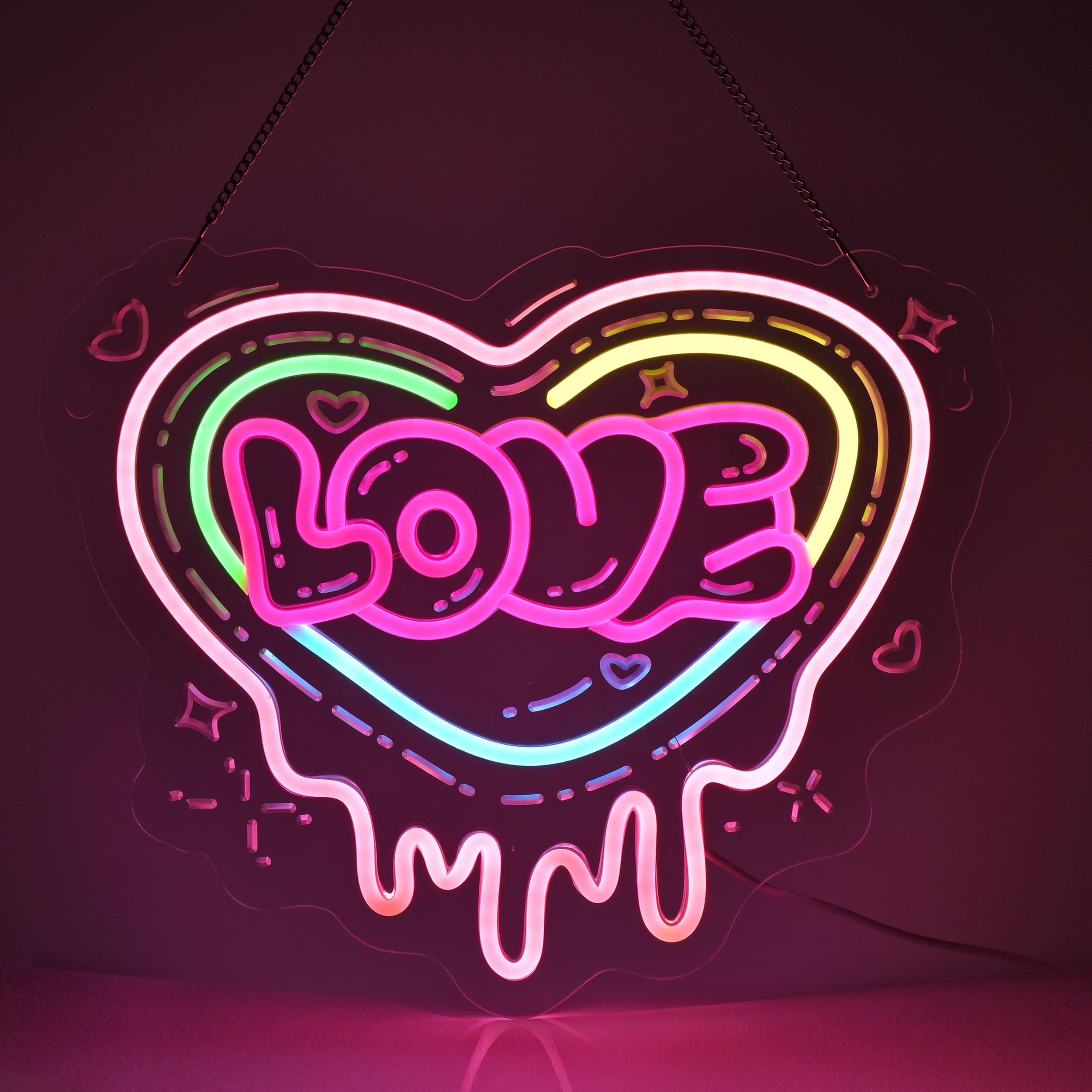 Letrero de neón de corazón de amor, luces LED de neón para boda, compromiso, día de San Valentín, día de la madre, decoración de despedida de soltera, ambiente romántico, decoración de pared
