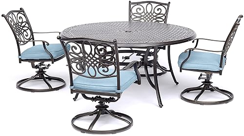 Hanover Traditions 5-Piece Rust Resistant Aluminum Patio Dining Set with
