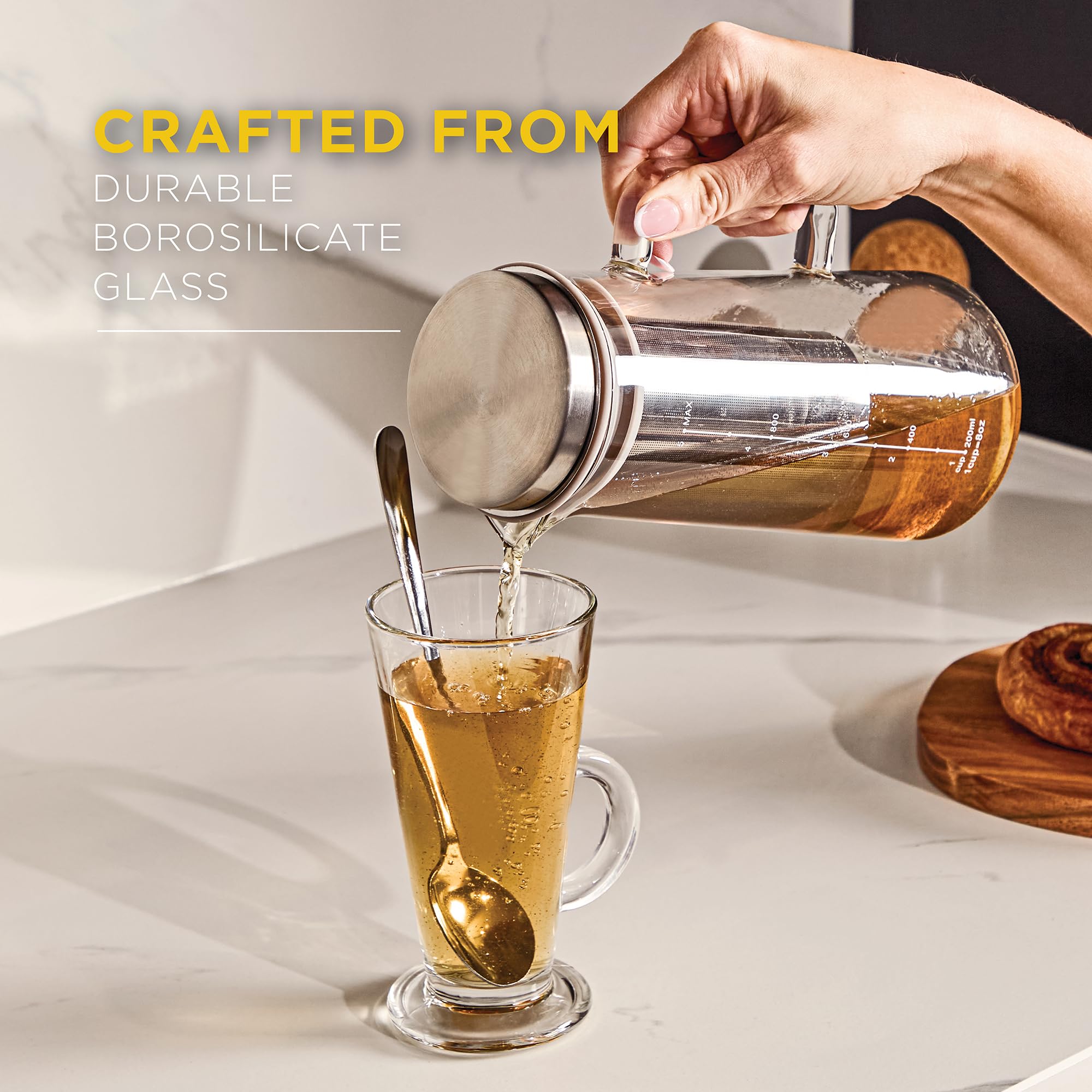 Blackmoor Carafe d'infusion à froid en verre borosilicate 1000 ml double paroi avec filtre inox 304