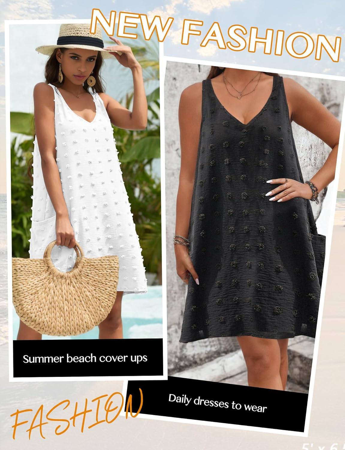 Buauty Womens Casual Sun Dresses Summer Swimsuit Swiss Polka Dot Beach Cover Up Sleeveless V Neck Tank Dress 2026 Vacation - Image 5