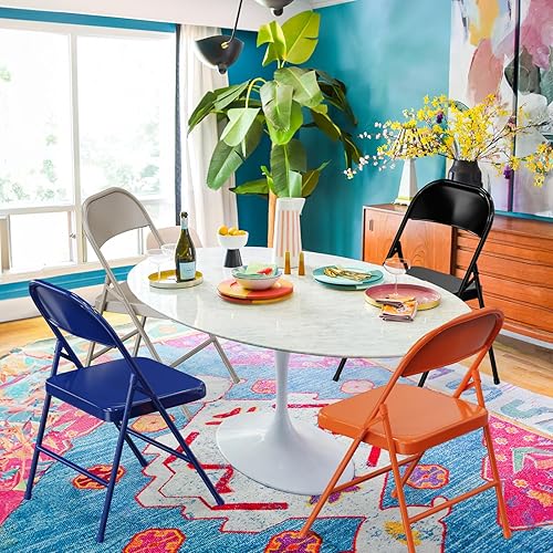 Miniatura 6 de VINGLI Sillas plegables con marco de metal de acero, capacidad de 350 libras, duraderas, portátiles y versátiles para uso en interiores y