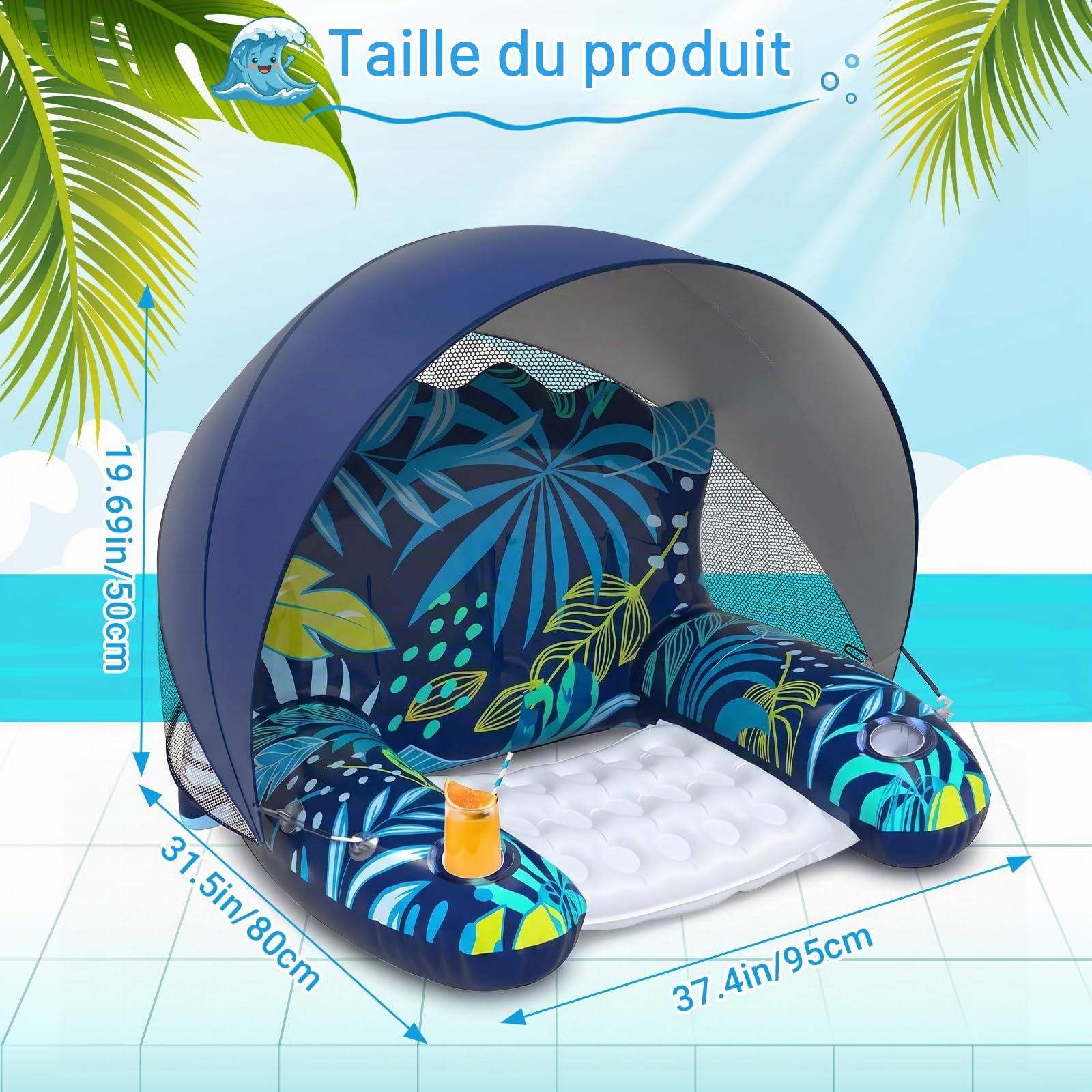 Matelas gonflable, bouée de natation Shyllin pour adultes, piscine de bronzage, pataugeoire, piscine de soleil, hamac d'eau, siège de piscine, matelas de natation, plage, salon de mer
