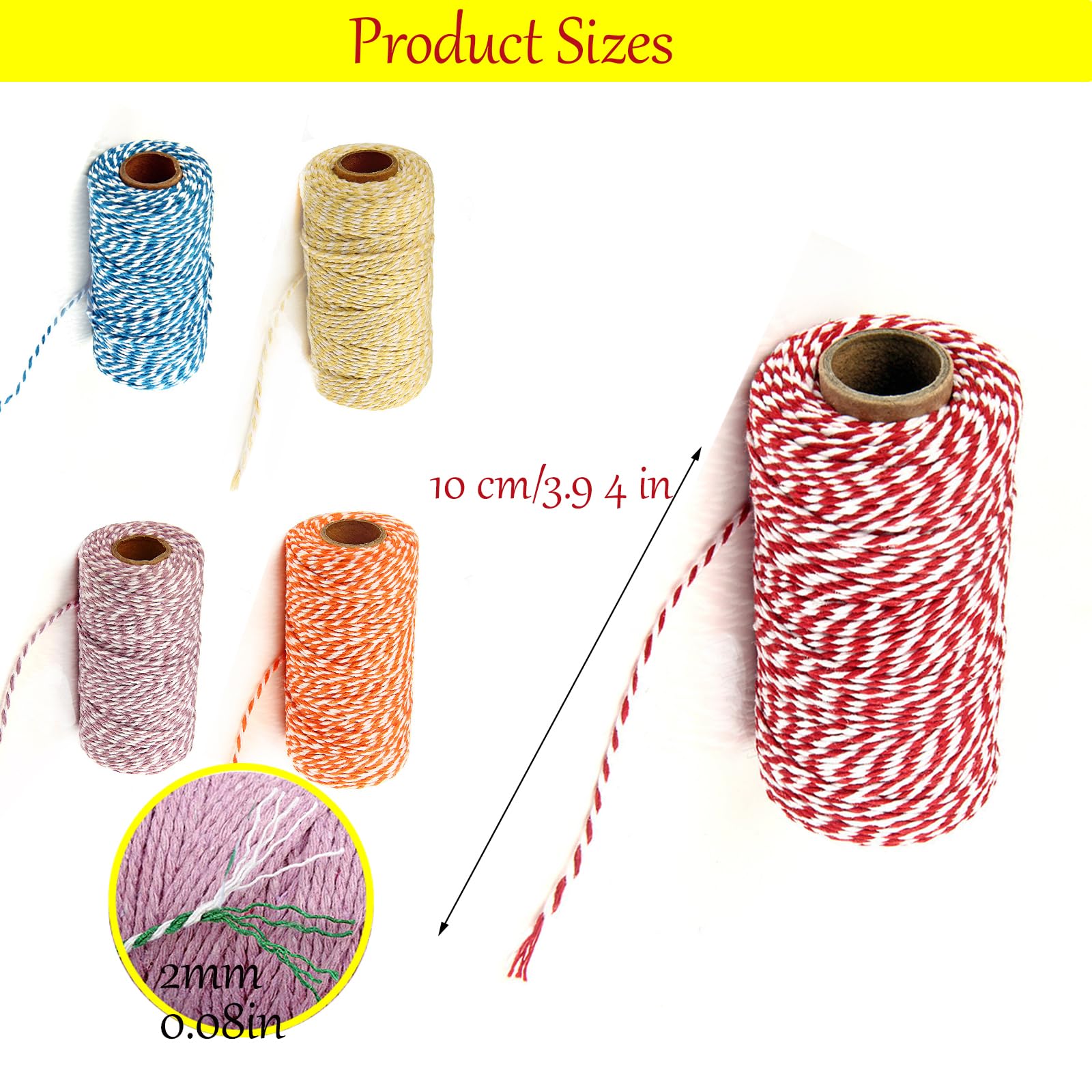 400 m de ficelle en coton de 2 mm pour boulangers, bricolage, décoration, jardin, cadeau, Noël, bricolage, emballage cadeau, pâtisserie