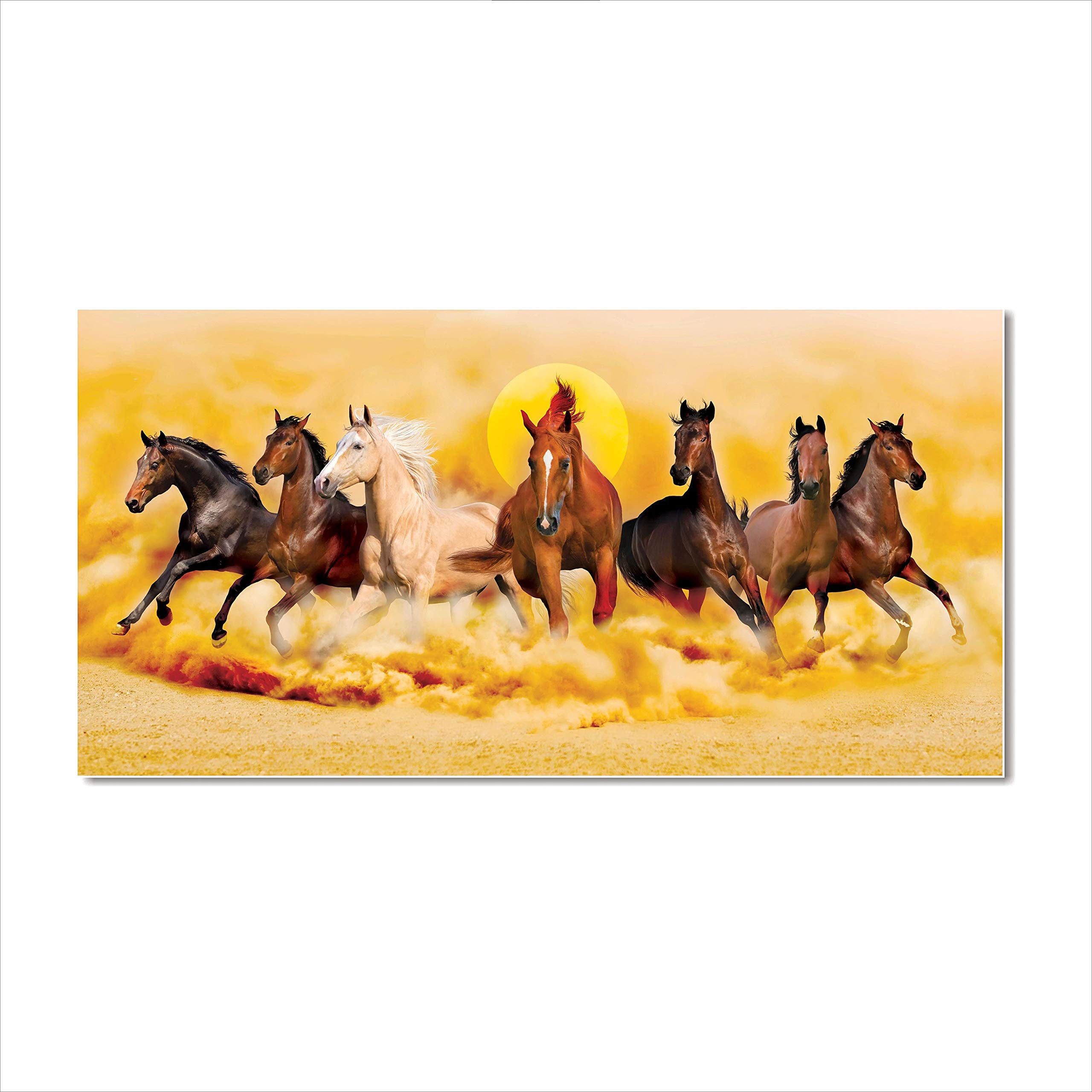 AH Decals Wall Art Motivational Home Vastu Horse Running Canvas Painting for Living Bed Room (Size - 40 cm X 80 cm)