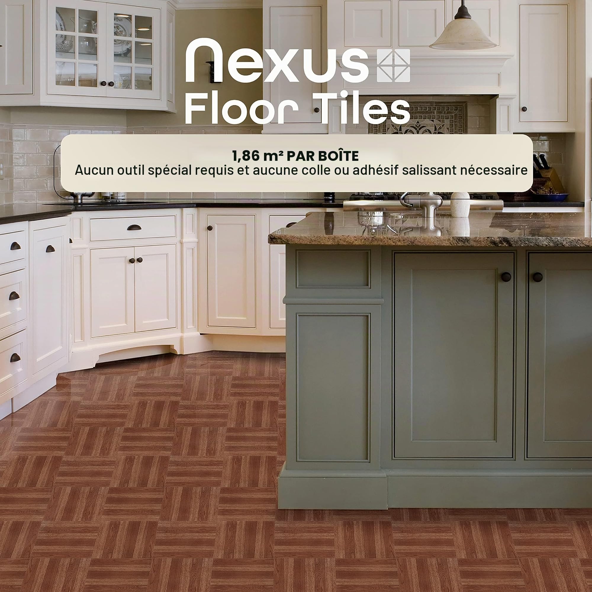 Nexus, lot de 20 carreaux de sol autocollants en vinyle de 30,5 x 30,5 cm, motif planche de chêne, revêtement de sol pour cuisine, salle à manger, chambres et salles de bains