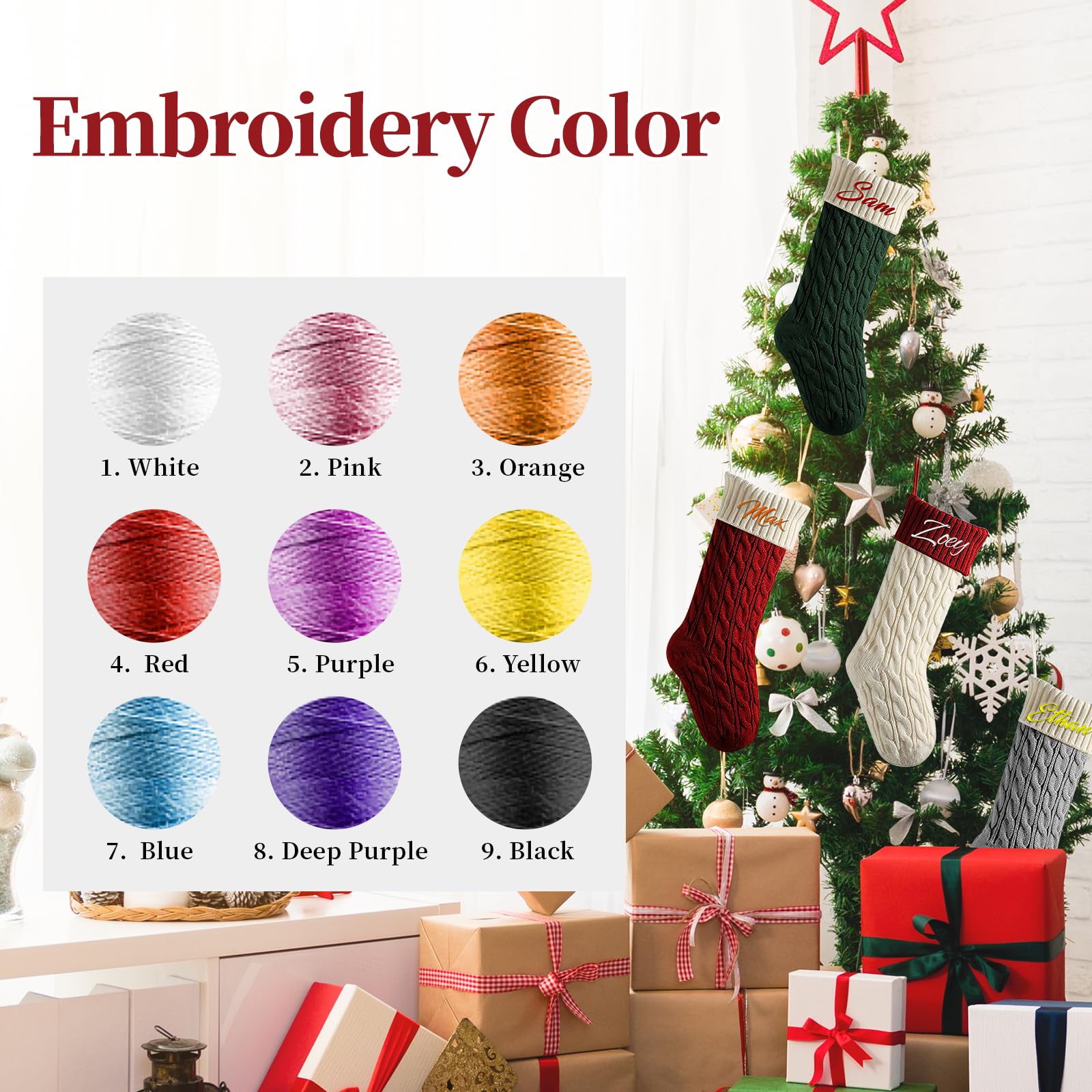 Chaussette De Noel Personnalisé Avec Nom, 1 Pièces Grandes Tricotés