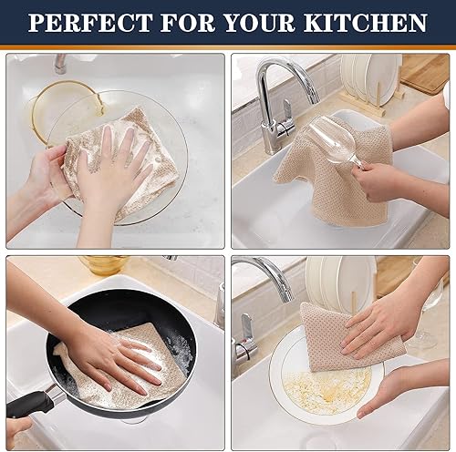 Miniatura 4 de HYER KITCHEN Paños de cocina de tejido de gofre 100% algodón, súper absorbentes, suaves y de secado rápido, 12 x 12 pulgadas, paquete de 6, gris (12