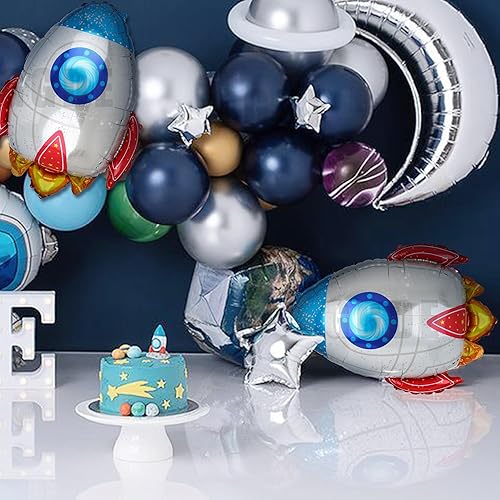 Miniatura 14 de 2 globos de aluminio con forma de astronautas grandes de Mylar para decoración de fiesta de cumpleaños con temática espacial del universo