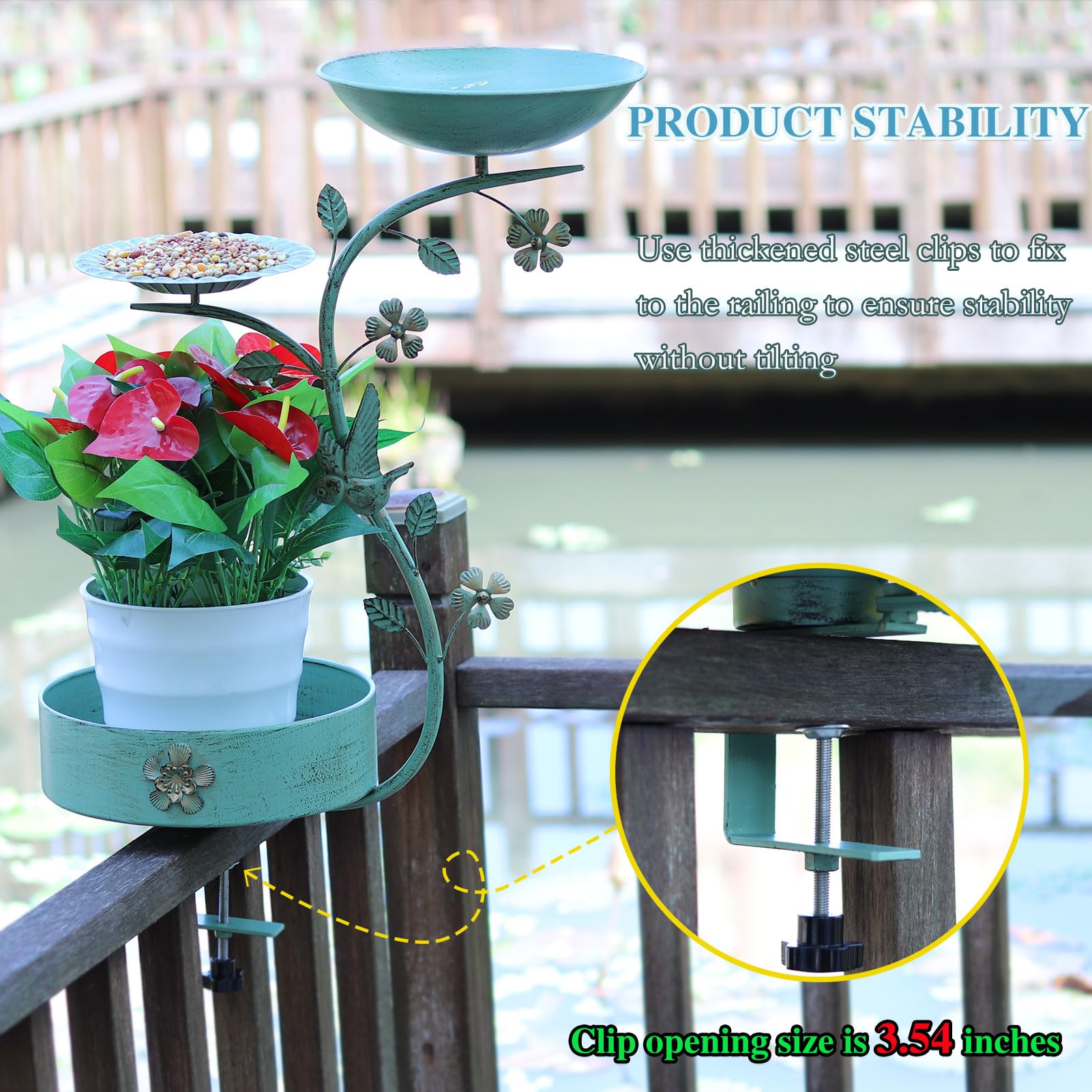 Bird Bath Railing Snapklik.com : HLQMFHT 11.2 Inchs Diam Deck Mounted Bird Bath,Metal ...