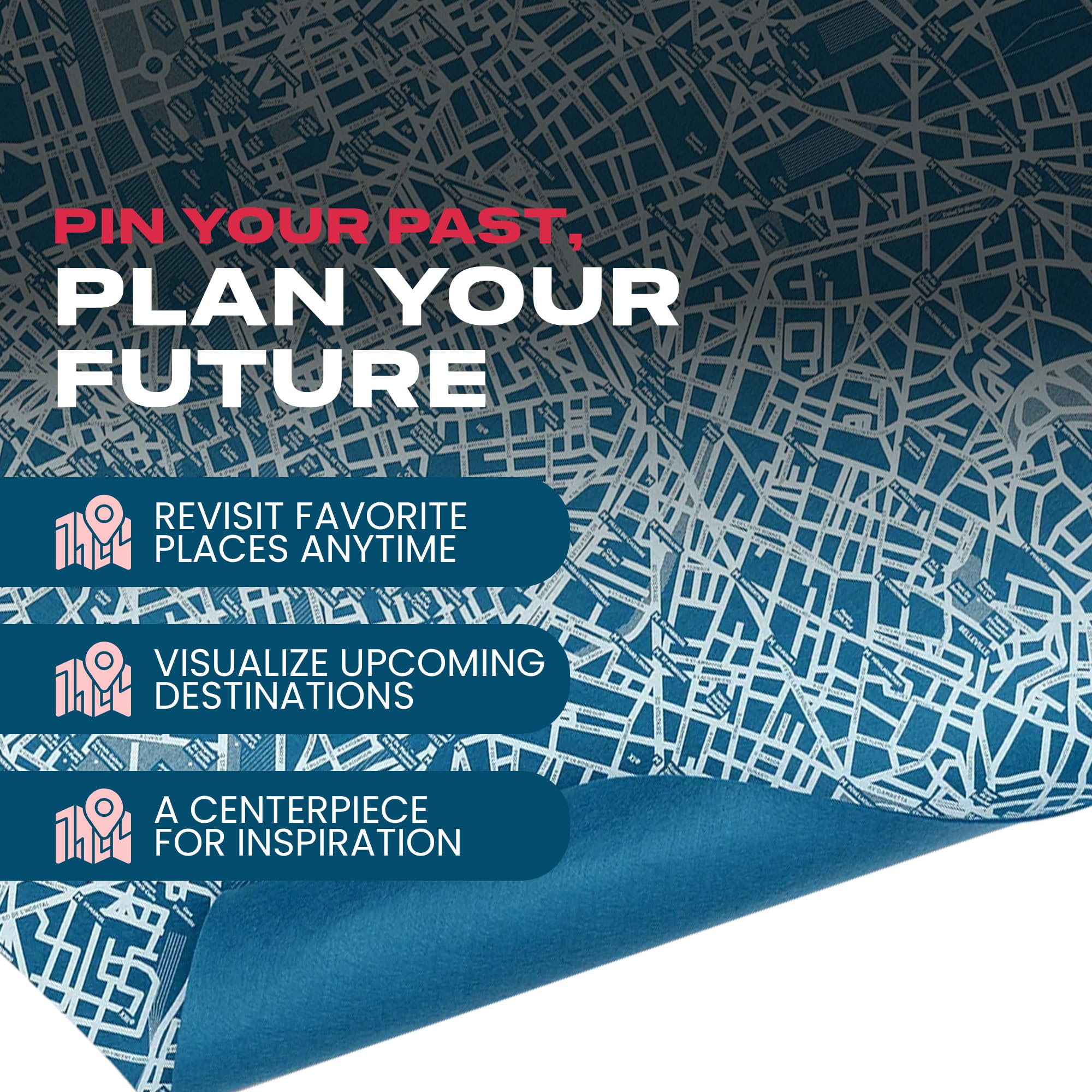 PALOMAR Pin City - Mappa da parete Parigi, Azzurro