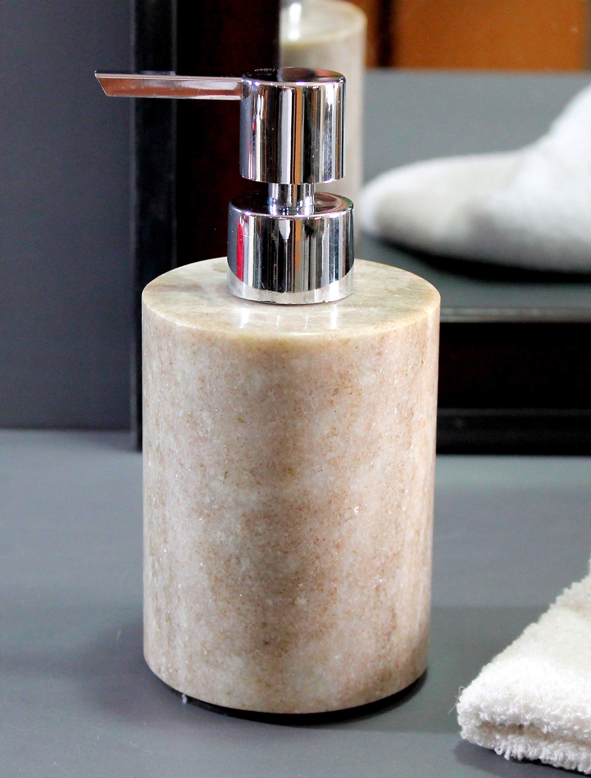 KLEO Soap Dispenser Lotion Dispenser - Made of Natural Stone - Luxury Bathroom Accessories Bath Set (Brownish) 3