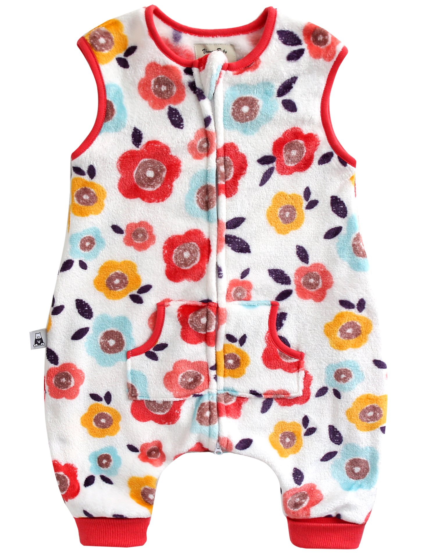 Vaenait Baby Kids Infant Sleeping Bag with Legs TOG 2.0 Soft Plush Fleece Wearable Blanket Pyjamas Red Pansy Sleep M