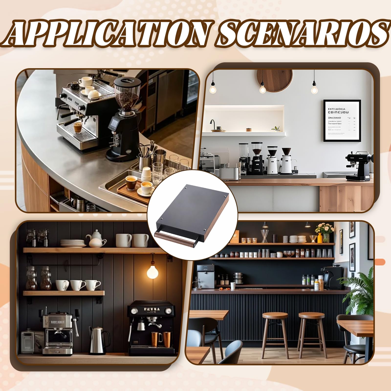 Cajón Para Posos De Café, 32,7 x 20 x 4,5 cm Caja Knocker De Acero Inoxidable Para Portafiltros Con Barra Antigoteo Extraíble Y Asa De Madera De Estilo Para Cafeterías Restaurantes Y Uso Doméstico