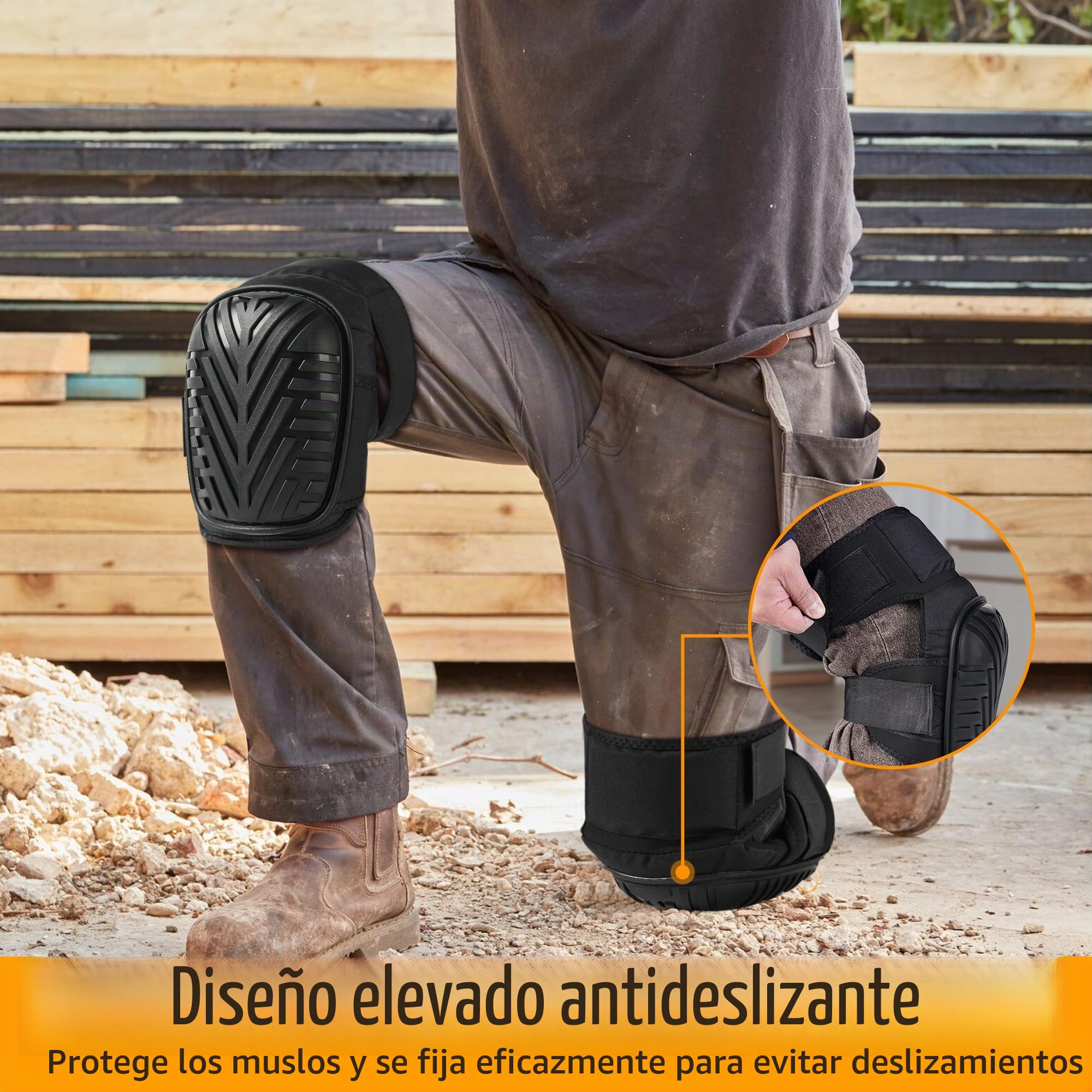 Vortix Rodilleras trabajo, Rodilleras de Trabajo Profesionales de confort Extendido, Rodilleras para Trabajo, Jardinería, Alicatadores, Trabajadores de la Construcción, Techadores, Taller
