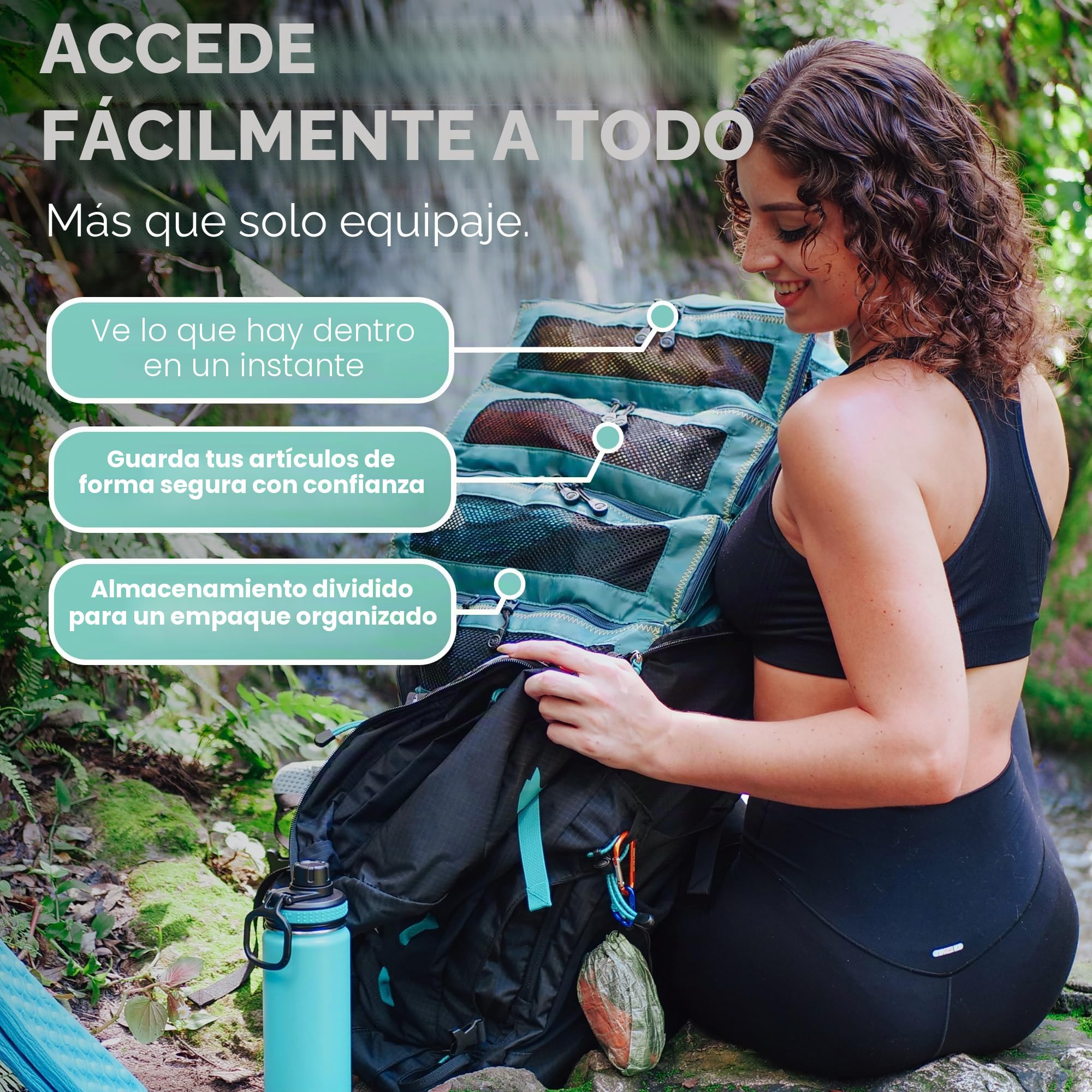 Pack Gear Organizador de Equipaje Colgante - Se Adapta a Cualquier Equipaje de Mano - Cubos de Embalaje para Viajes con Ventanas