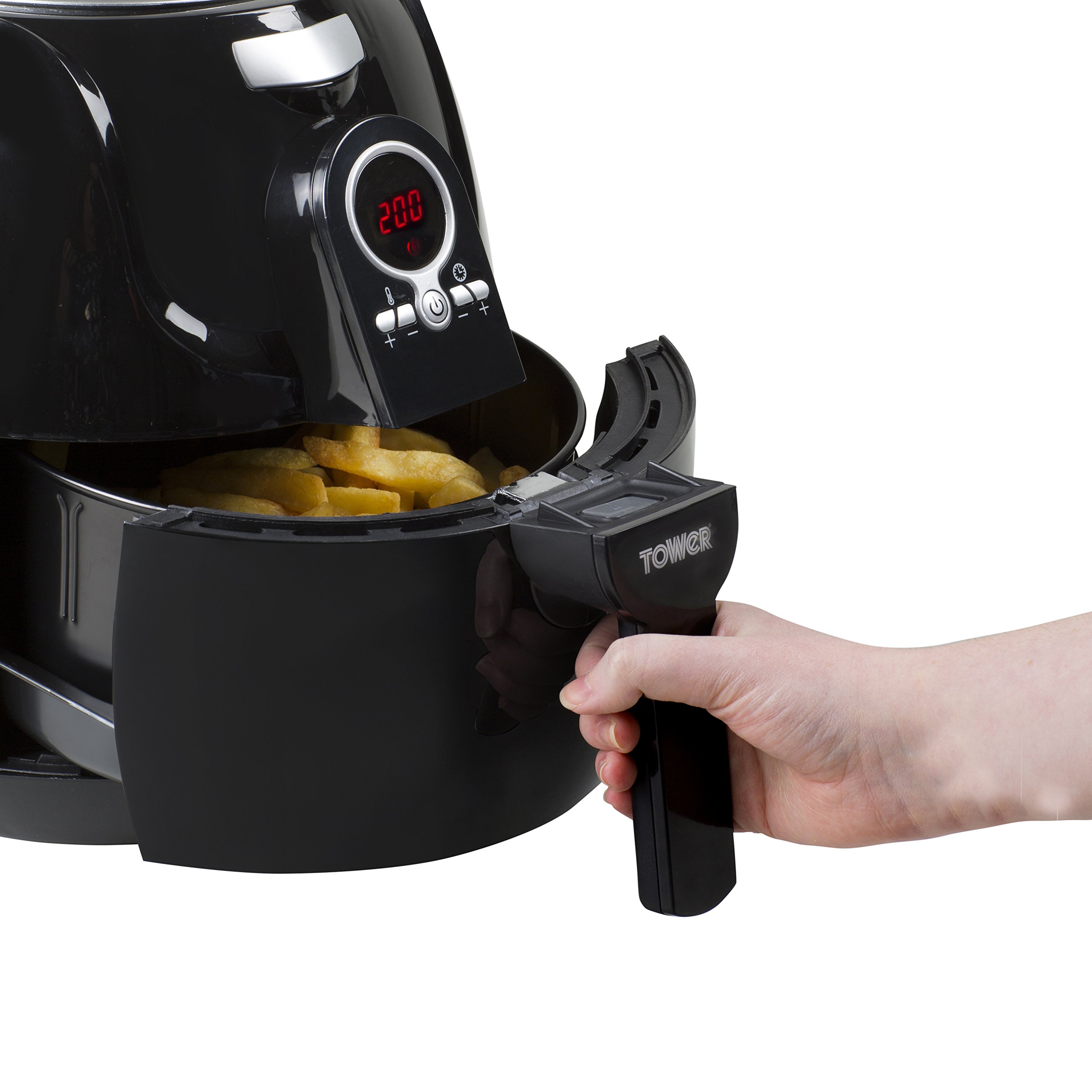 Tower Low Fat Rapid Air Fryer with Digital Timer, 1400 W, 3.2 L Black