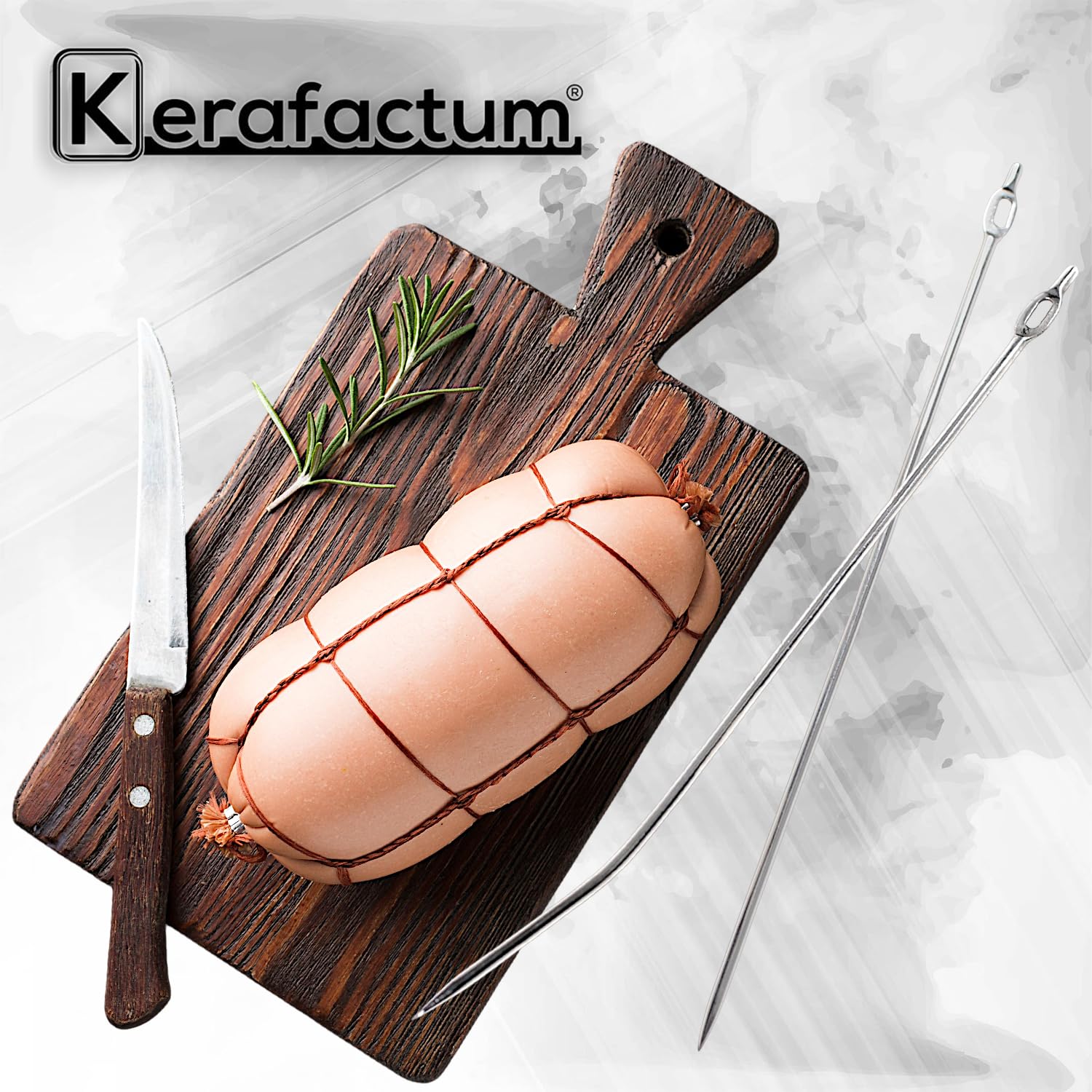 Set di aghi per lardellare curvi e dritti 20 cm acciaio inossidabile Ø3 mm