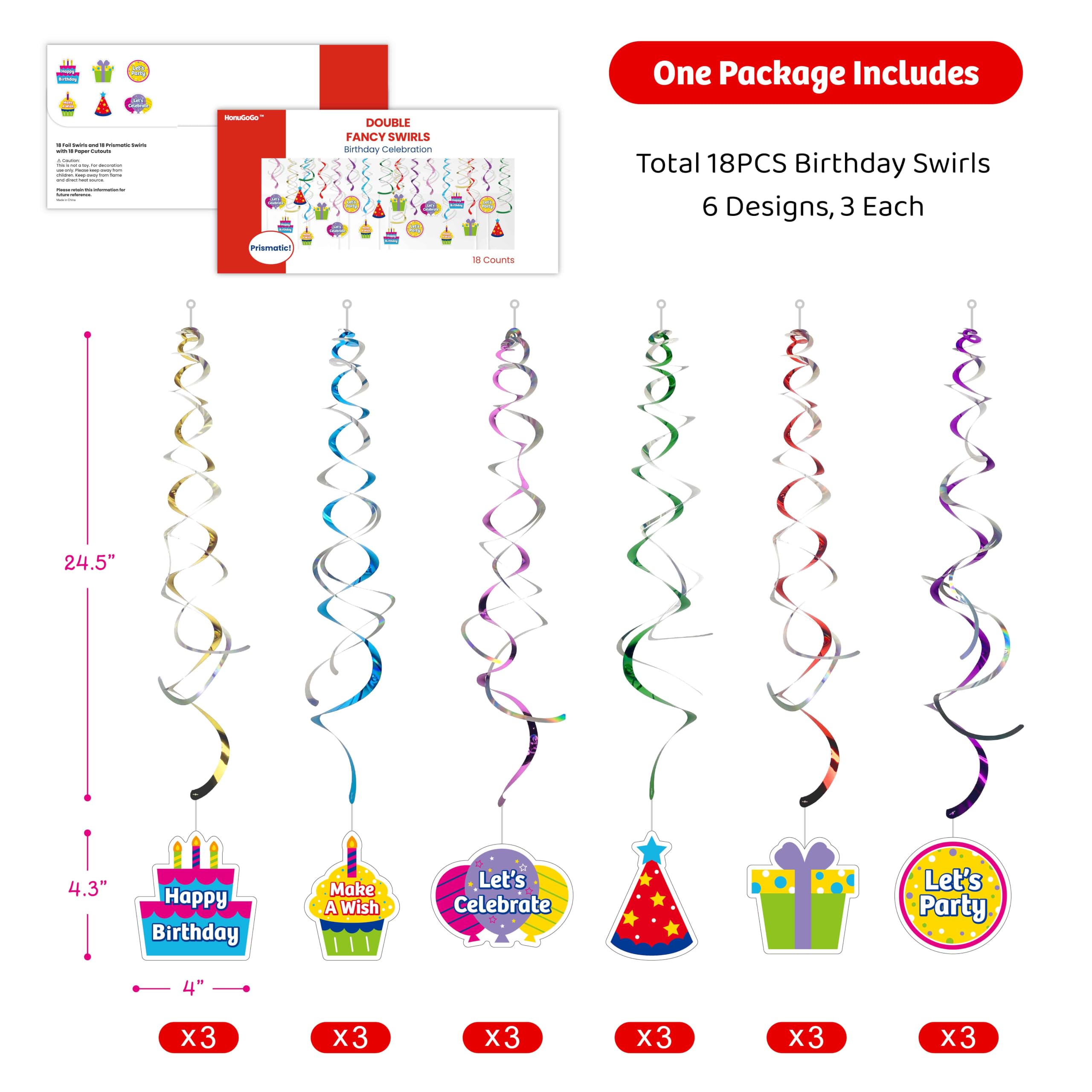 Happy Birthday Streamers - 18 Piece Set -5 Happy Birthday Streamers - 18 Piece Set -5