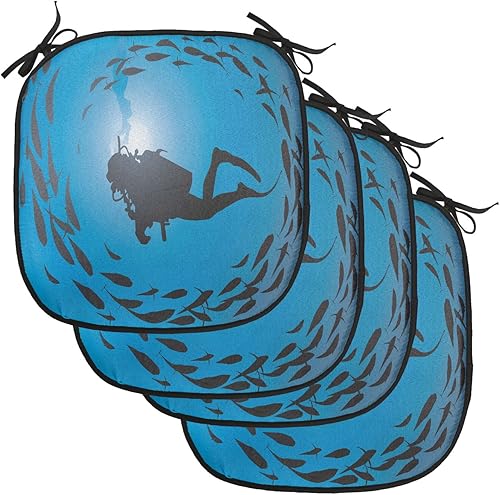 Miniatura 14 de Lunarable Cojín retro para silla, dibujo de chica a la moda en tierra primavera campo margaritas arte, acolchado de asiento para cocina y patio con