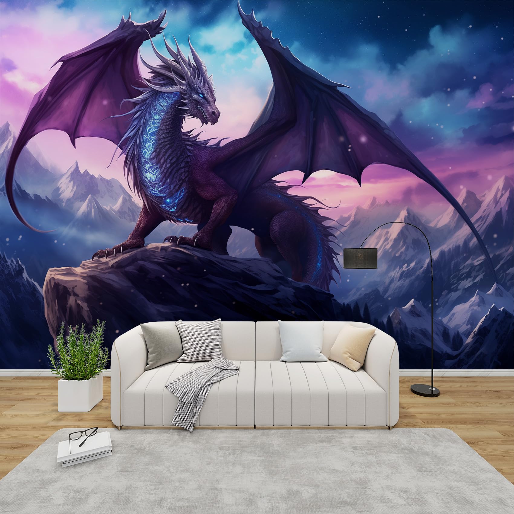 AevuCub Dragon Wallpaper for Living Room - Boys Wall Murals for Bedrooms, Fantasy Ancient Animal Wall Art, Non-Woven Photo Wallpaper 3D Effect, 200x140 cm