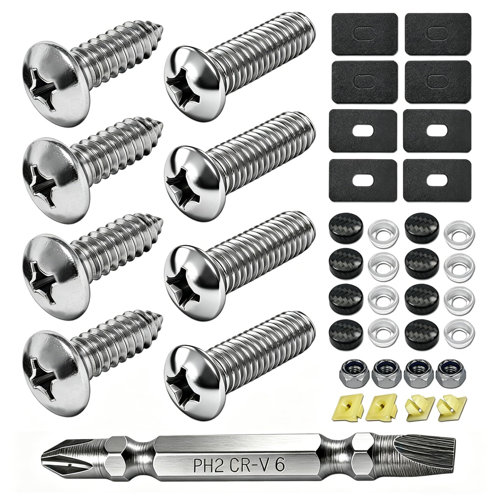 Photo 1 of BGGTMO Stainless Steel License Plate Screws, 1/4" X 3/4" Bolts Carbon Caps