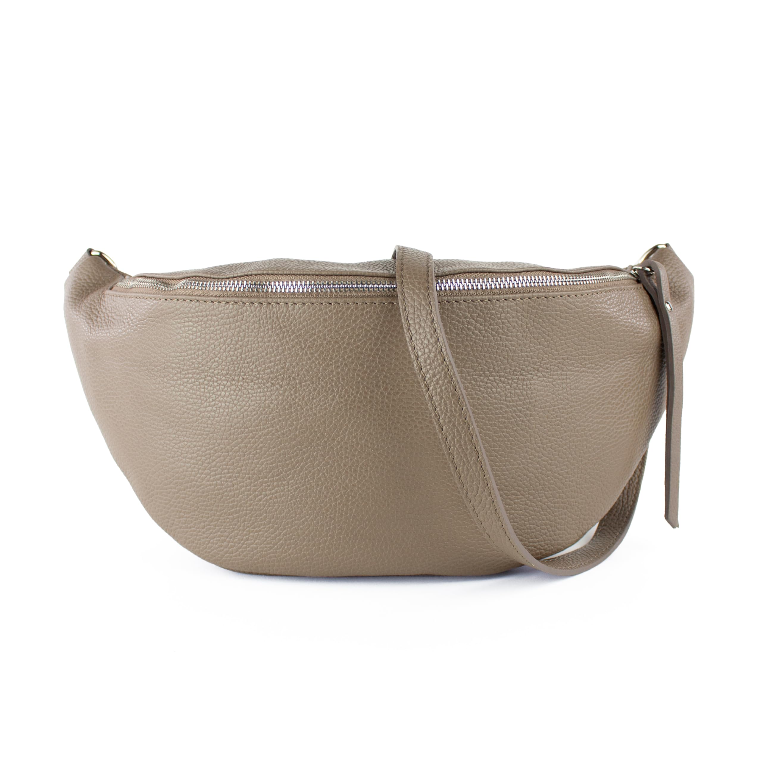 große Leder Bauchtasche für Damen mit Wechselgurt, Festival Tasche, Frauen Bauchtasche mit breitem Schultergurt, Kleine Umhängetasche, XL Crossbody Tasche, Geschenk für Damen (Taupe)