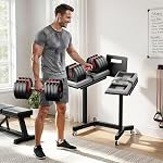 Adjustable Dumbbell Stand with Tablet Holder and Durable Casters(Rack Only)