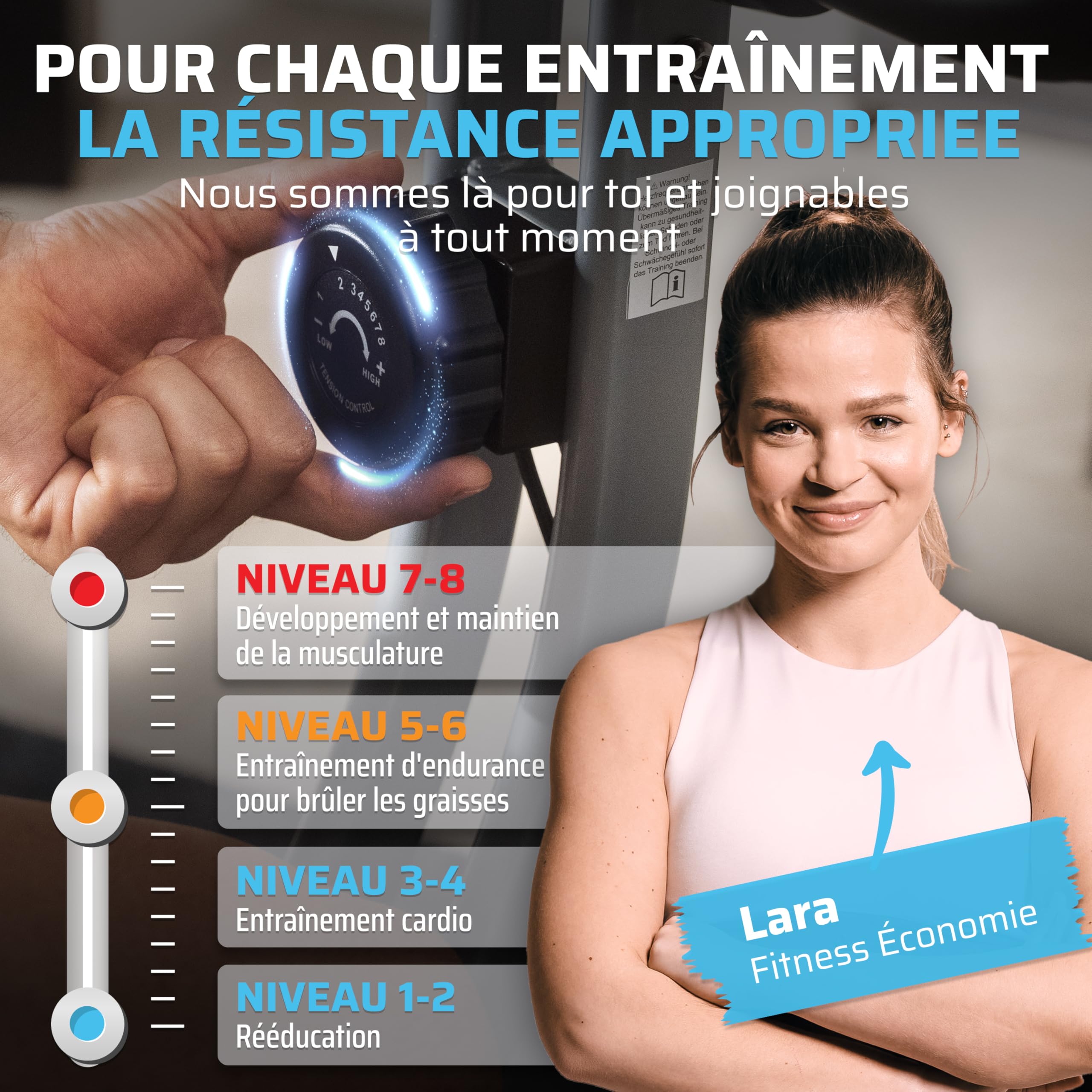 SportPlus vélo d'appartement pliable avec dossier - 8 niveaux de résistance (freinage magnétique silencieux), avec support tablette, capteur de fréquence cardiaque