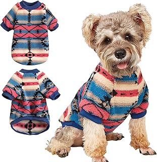 Yoolhamy Hundepullover für Kleine Hunde, Fleece Hunde Pullover, Winter Hundepulli, Ethnische Boho Winterkleidung Weich und warm Pullover Hund Thermische Welpen Dog Sweater (Pink, M) product image
