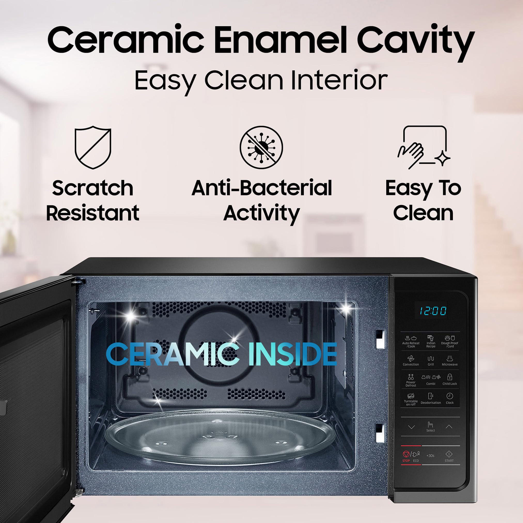 Samsung 28L, Convection Microwave Oven with Curd Making(MC28A5013AK/TL, Black, Ceramic Enamel Cavity with 10 Year Warranty) — Amazon image 3