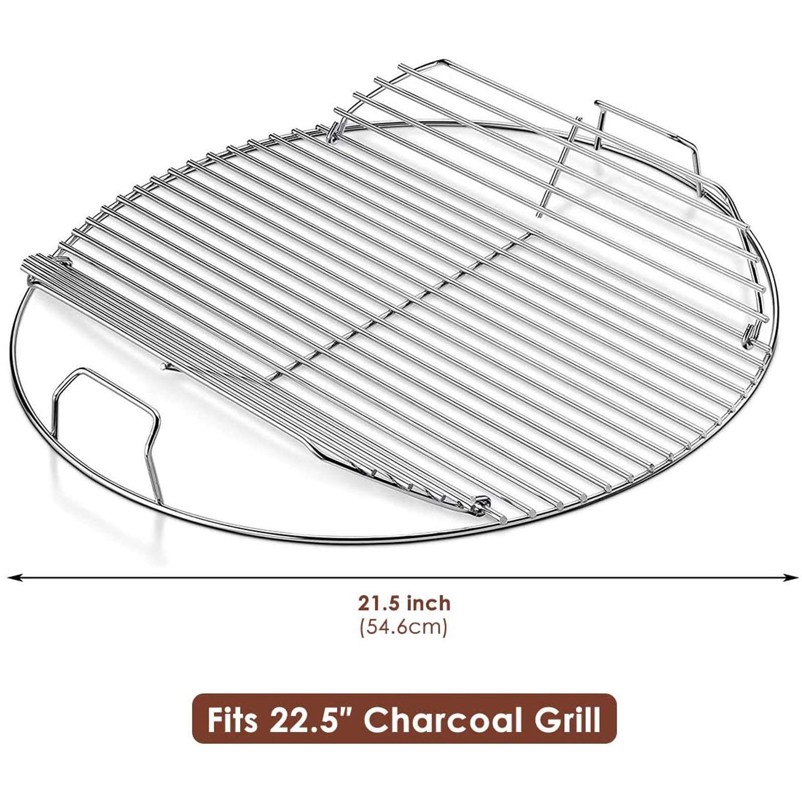 GFTIME Grille de Cuisson, Grille à Charbon et Système de Nettoyage pour Grils à Charbon Weber 57CM One-Touch Silver, Bar-B-Kettle, Master-Touch, One-Touch, pour Weber 7436, 7441, 7444