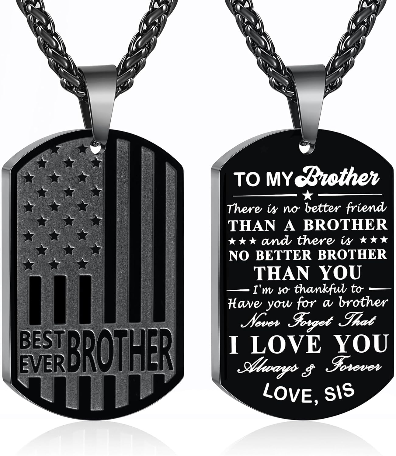 Valentines Day Gifts for Him - Best Dad Son Brother Grandson Grandpa Boyfriend Husband Ever Necklace, Stainless Steel Flag Dog Tags Pendant, Birthday Christmas Gifts Jewelry for Men Boys