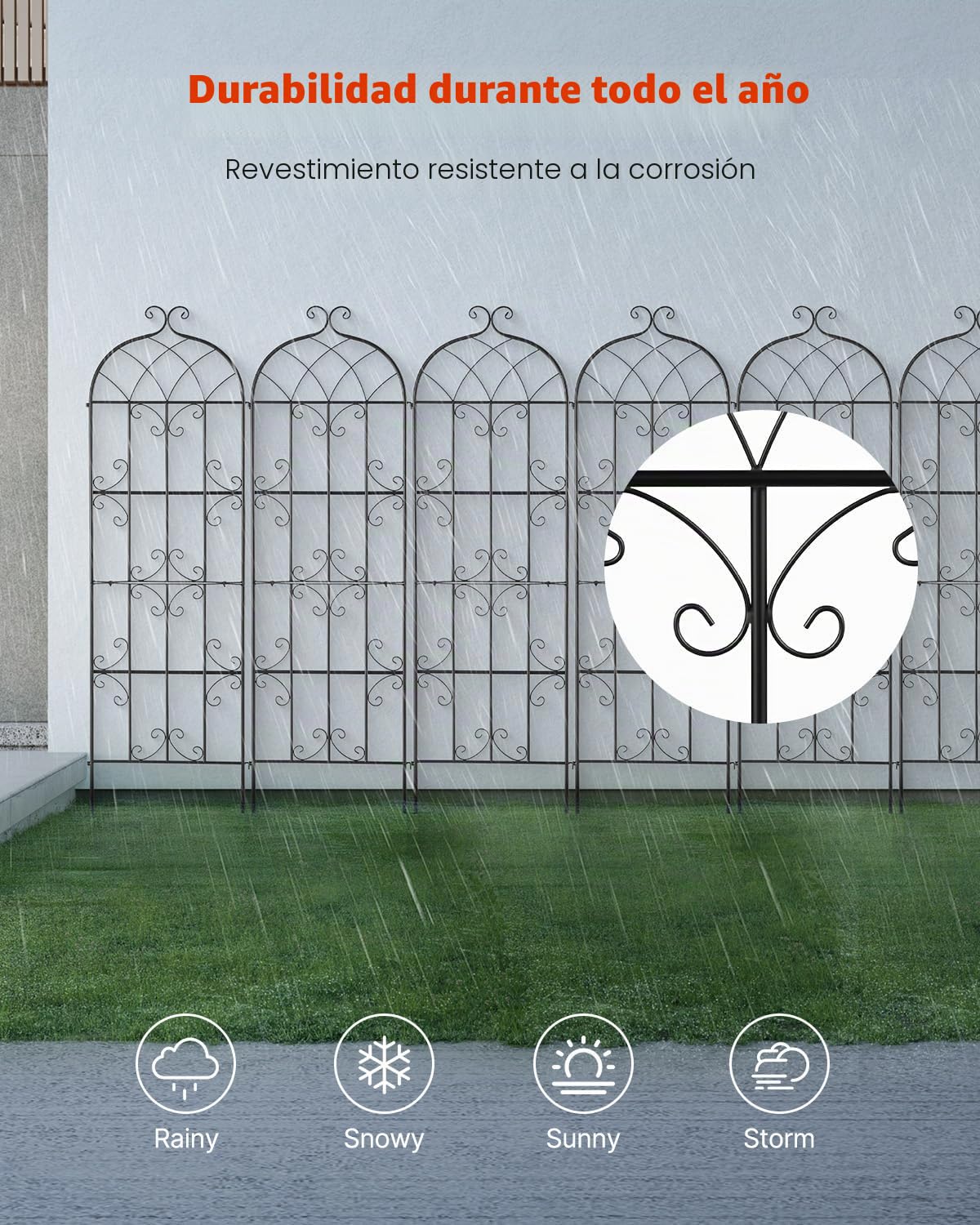 VEVOR Enrejado de Metal para Plantas Trepadoras 51 x 180 cm Soporte para Rosas Trepadoras 6 Piezas Arco para Enredaderas Soporte para Pepinos Decorativo para Clemátides para Patio, Césped, Jardín