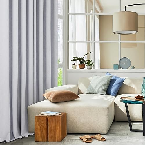 Miniatura 8 de Deconovo Total - Cortinas opacas de lino sintético para oscurecer la habitación con aislamiento térmico que reduce el ruido, cortinas efcientes, 2