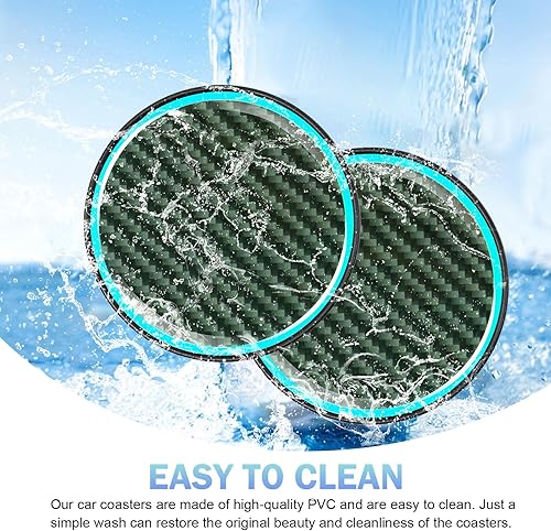 Miniatura 5 de 2 posavasos para automóvil, posavasos luminosos para automóvil, posavasos antideslizantes de fibra de carbono de 2.83 pulgadas, universales para la