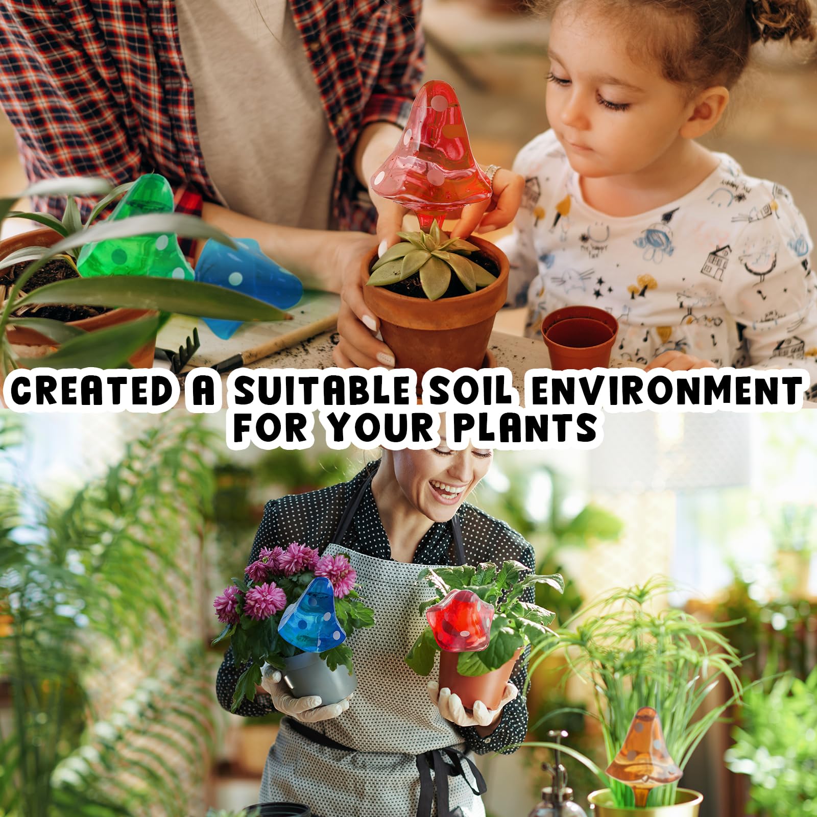 Famstar Plante auto-arrosage globes bulbes insert de pot de fleurs dispositifs d'arrosage automatique en plastique pics pour plantes d'intérieur et d'extérieur, système d'auto-irrigation dure une
