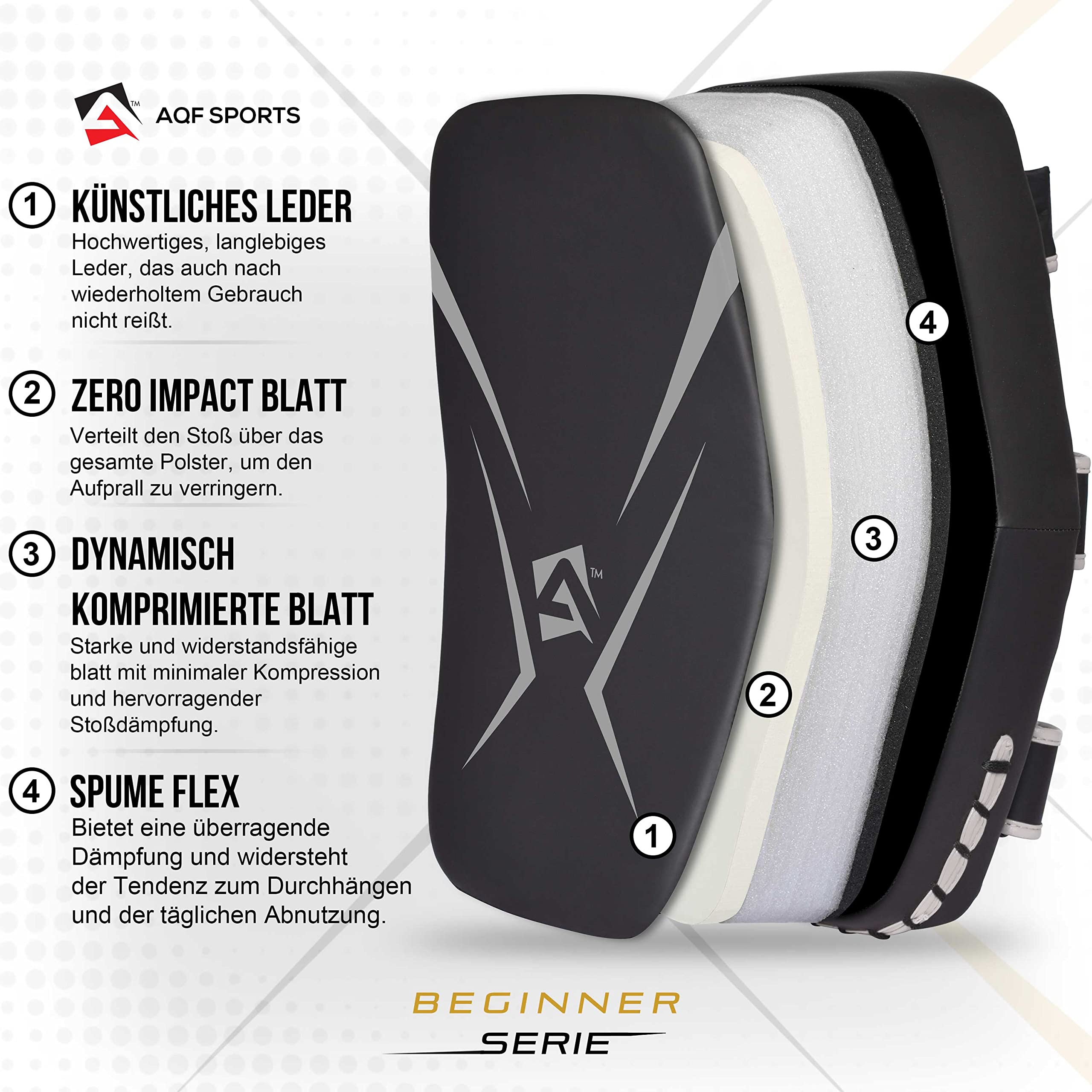 AQF Schlagpolster Kampfsport, Pratzen Boxen Maya-Leder Curved, Pratzen Kickboxen, Muay Thai Kick Pad, Schlagkissen, Box Pads Für Boxing, Martial Arts, Karate & MMA
