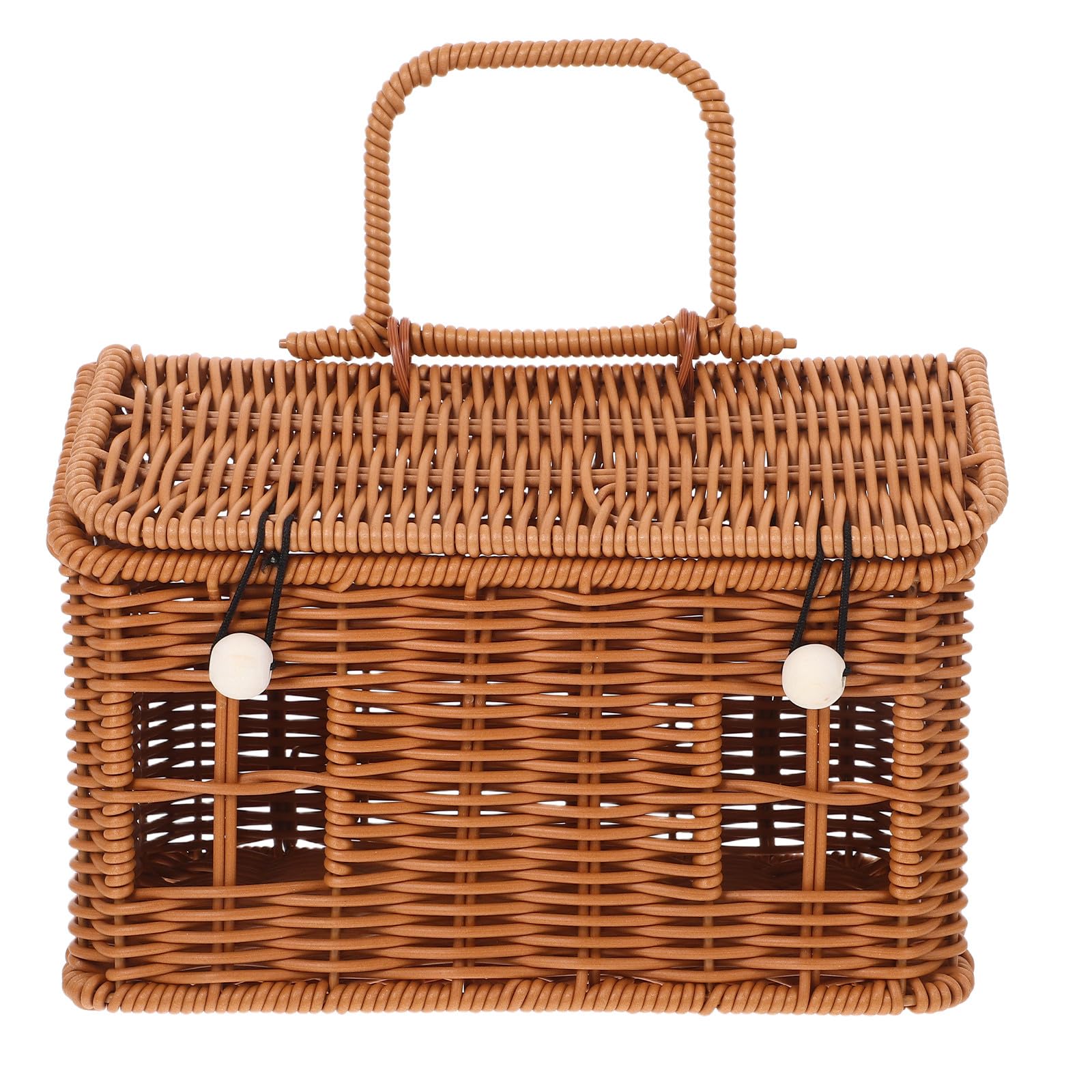 Panier imitation rotin en forme de maison, résistant et facile à porter