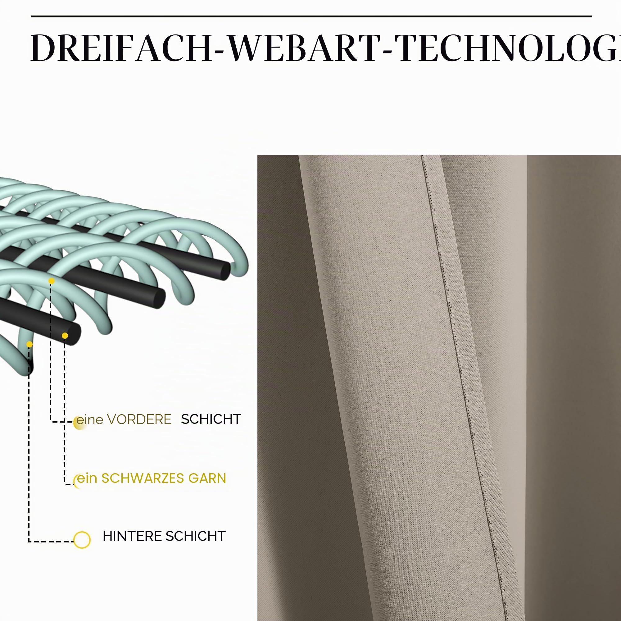 NICETOWN Thermovorhang 300 cm Breit Verdunklungsvorhänge kräuselband | 1er Set, H240 x B300 cm, Sandfarben, Raumteiler Vorhang, Gardinen Schienensystem, Geeignet für Wohnzimmer und Schlafzimmer
