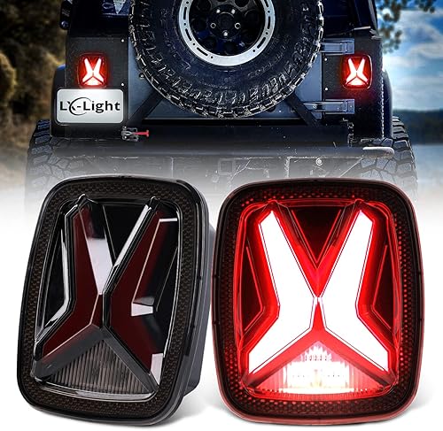 LX-LIGHT DOT Humo X Forma Luces Traseras LED Luz de Freno Señal de Giro Luces Traseras LED Luces de Placa con EMC Compatible con Jeep Wrangler CJ YJ