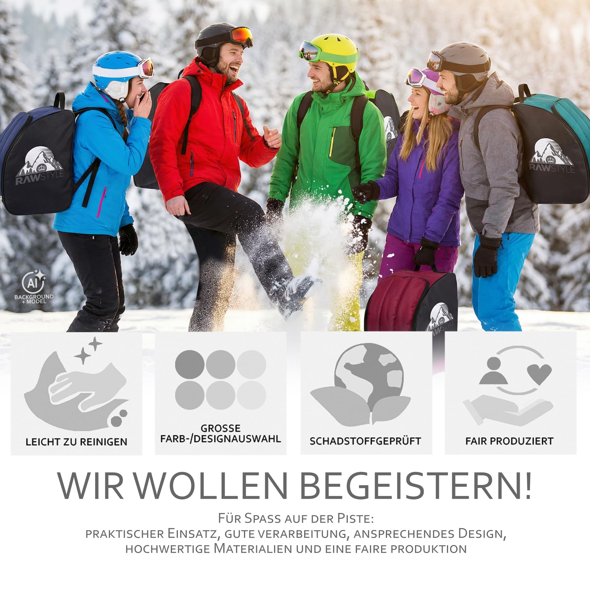 Rawstyle Sac à chaussures de ski - Sac à dos pour chaussures de ski - Sac à dos pour casque - Bottes souples et rigides - Modèle 2
