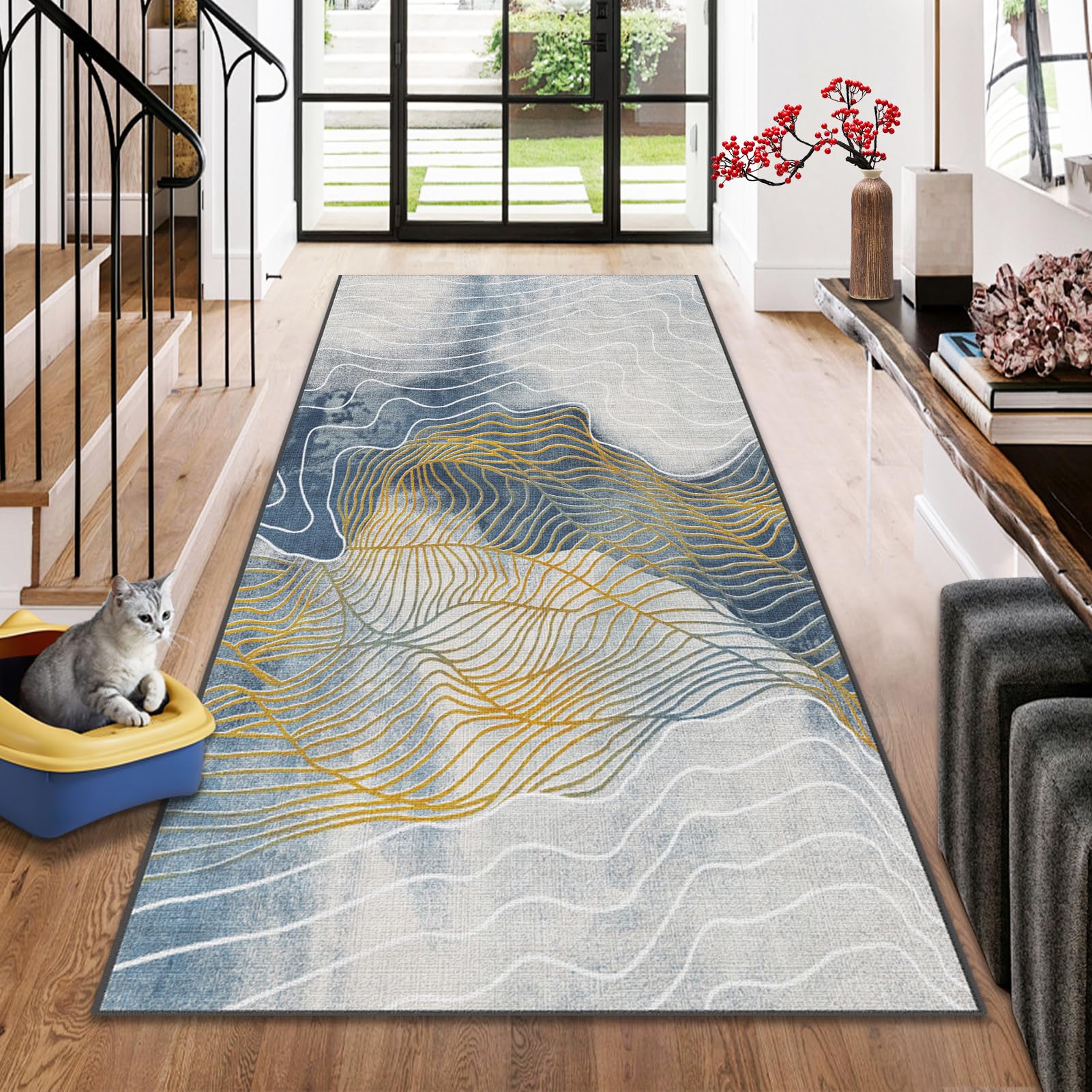 Tappeto Cucina Antiscivolo Lavabile In Lavatrice Tappeti Runner Largo Moderno Geometrico Tappeto Passatoia Corridoio Soggiorno Tappeti Per Waterbar Lavanderia Zerbino Per Ingresso 50 x 250 cm