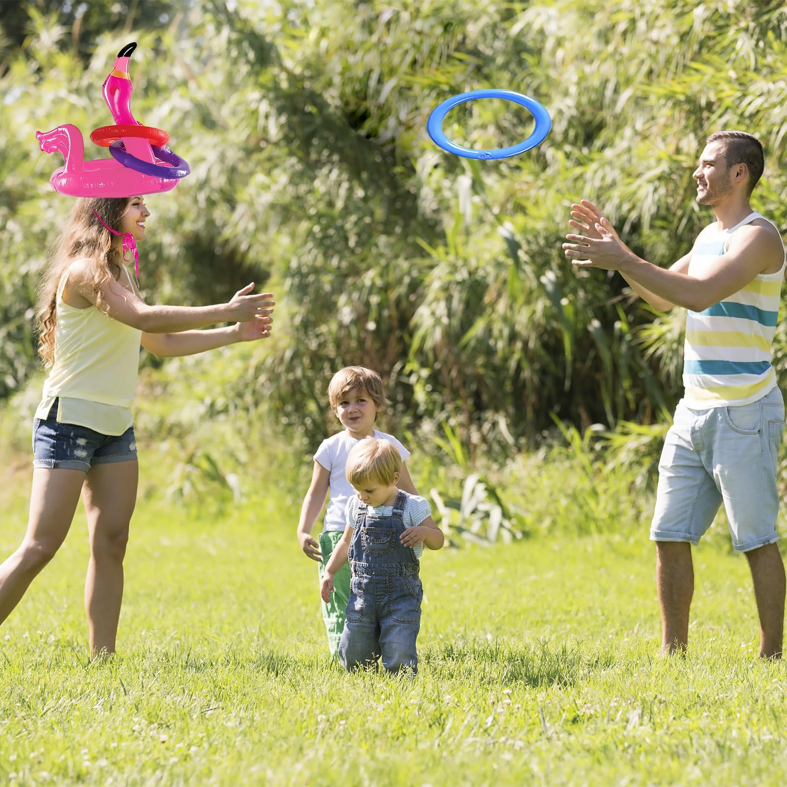 Flamingo Ring Toss Games for Kids Party,Inflatable Flamingo Ring Toss with 8 Rings Toss Toys,Inflatable Throwing Rings Party Toss Games for Kid,Adults Family Indoor Outdoor Garden Parties Fun Game - Image 4
