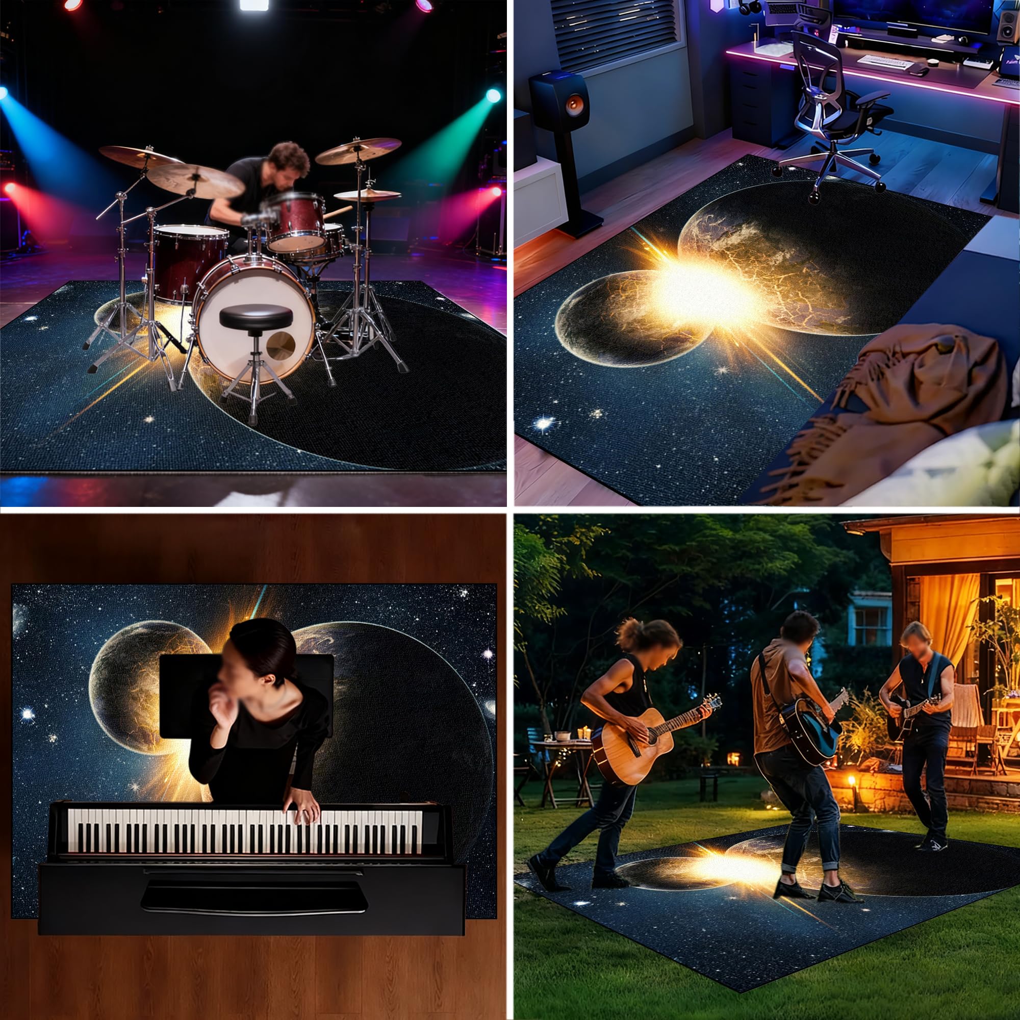 Dywan z baterią akustyczną, dźwiękoszczelny dywanik z baterią, elektroniczny dywanik do bębna basowego, antypoślizgowy do bębna basowego i innych elementów zestawu dywaników do dywanika 180 x 150 cm
