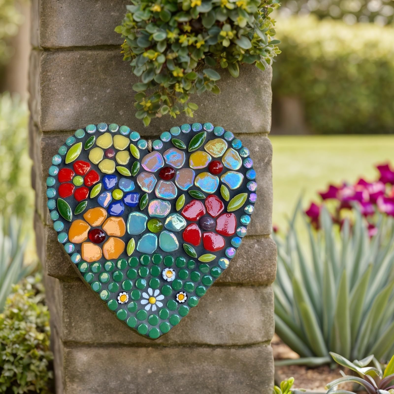 Youway Style Flower Mosaic Tiles for Crafts Bulk,1LB Iridescent Mosaic Tiles Supplies, Petal Mosaic Pieces for Garden Decoration,DIY Glass Mosaic Crafts