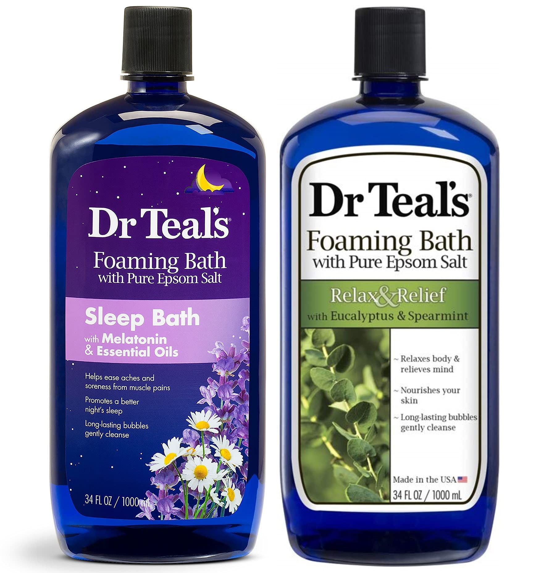 Buy Dr Teal's Foaming Bath Combo Pack (68 fl oz Total), Relax & with Eucalyptus & Spearmint, and