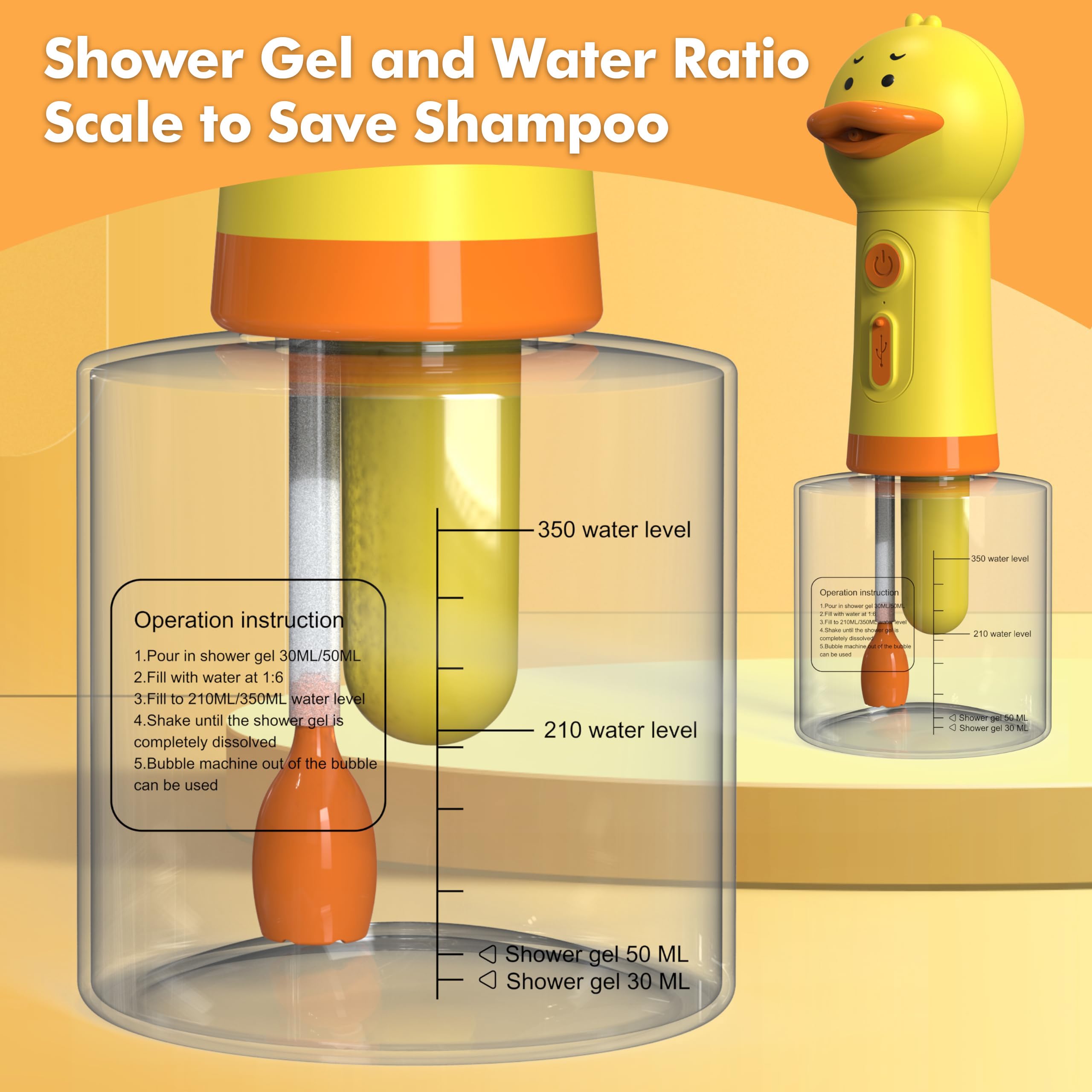 Electric Dog Shampoo Dispenser Dog Shampoo Sprayer Duck Shampoo Foamer for Pet, Foaming Soap Dispenser for Bathtub, Kitchen Sink Cleaning - image 2