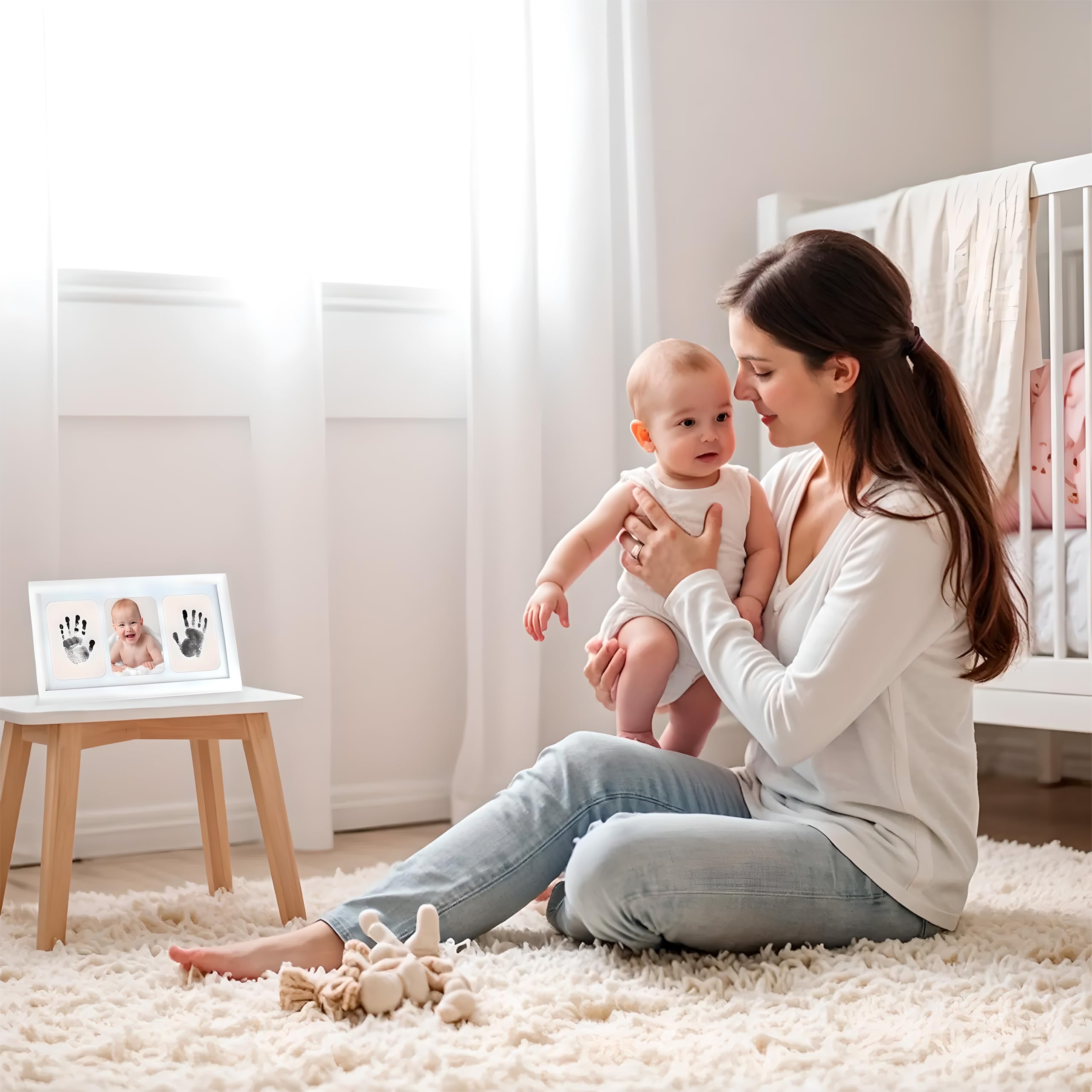 Inkless Baby Hand and Footprint Kit – Clean Touch Paw Print Keepsake Frame with 3 Ink Pads – Newborn Nursery Decor, Toddler Children Registry Gift, Pet Dog Cat Memorial, No Mess Baby Handprint Kit
